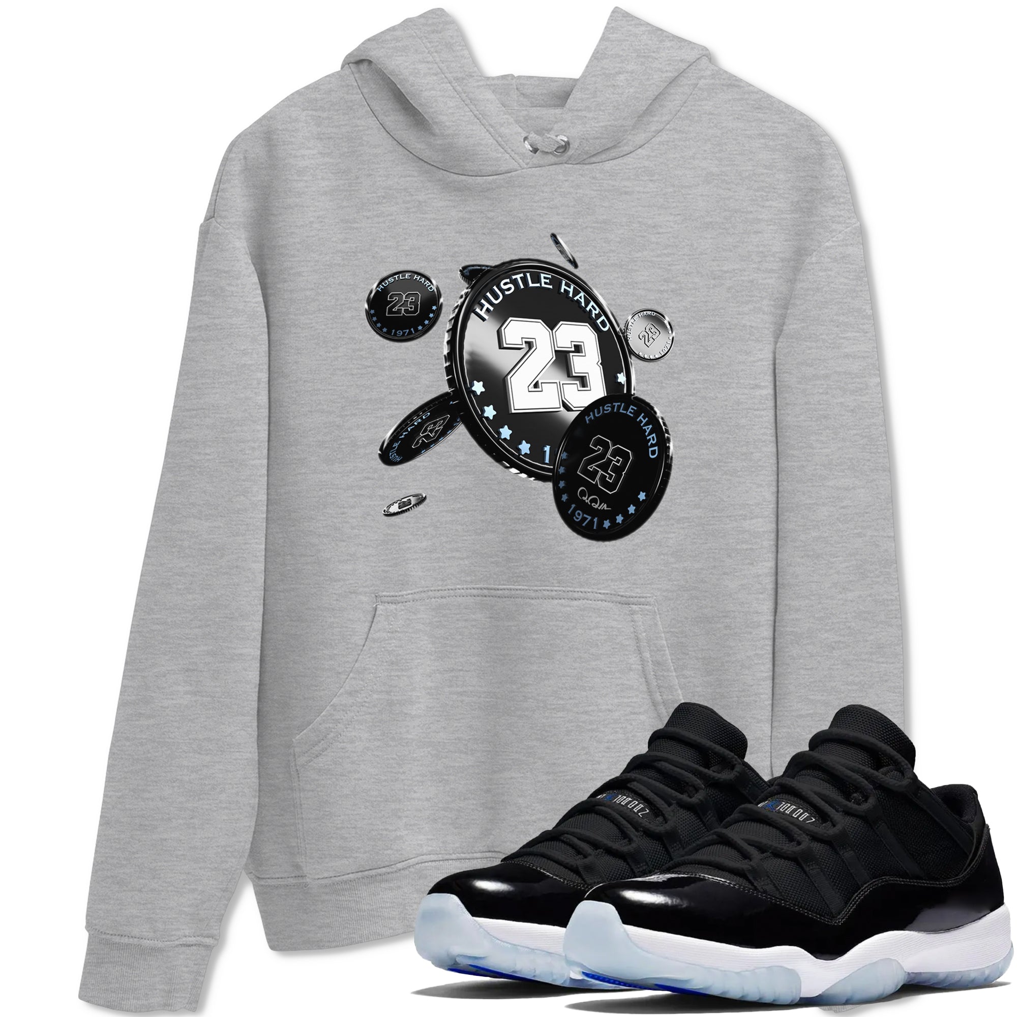 Coin Drop snkmatch Tee - Air Jordan 11 Black and Varsity Royal