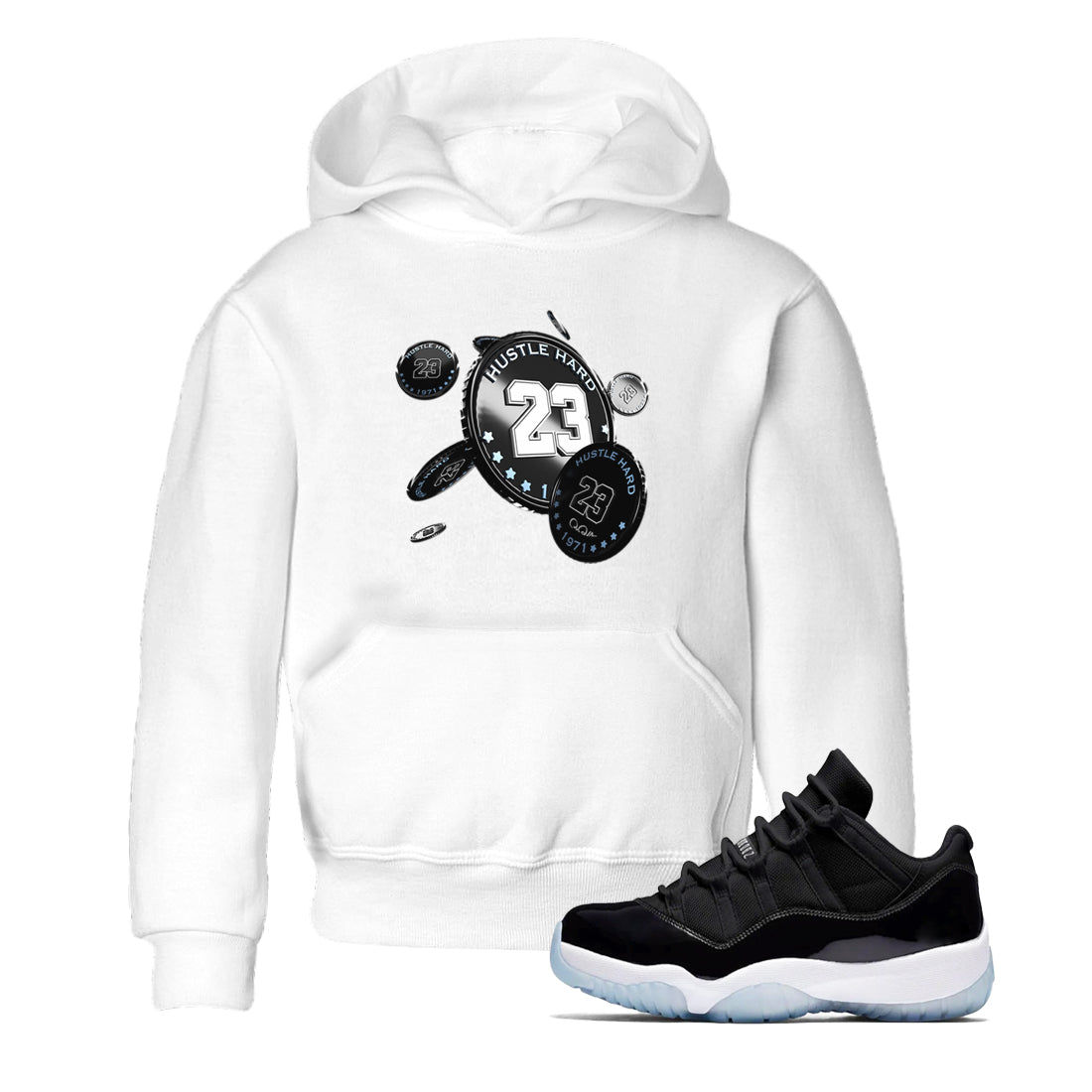 Coin Drop snkmatch Tee Kids - Air Jordan 11 Black and Varsity Royal