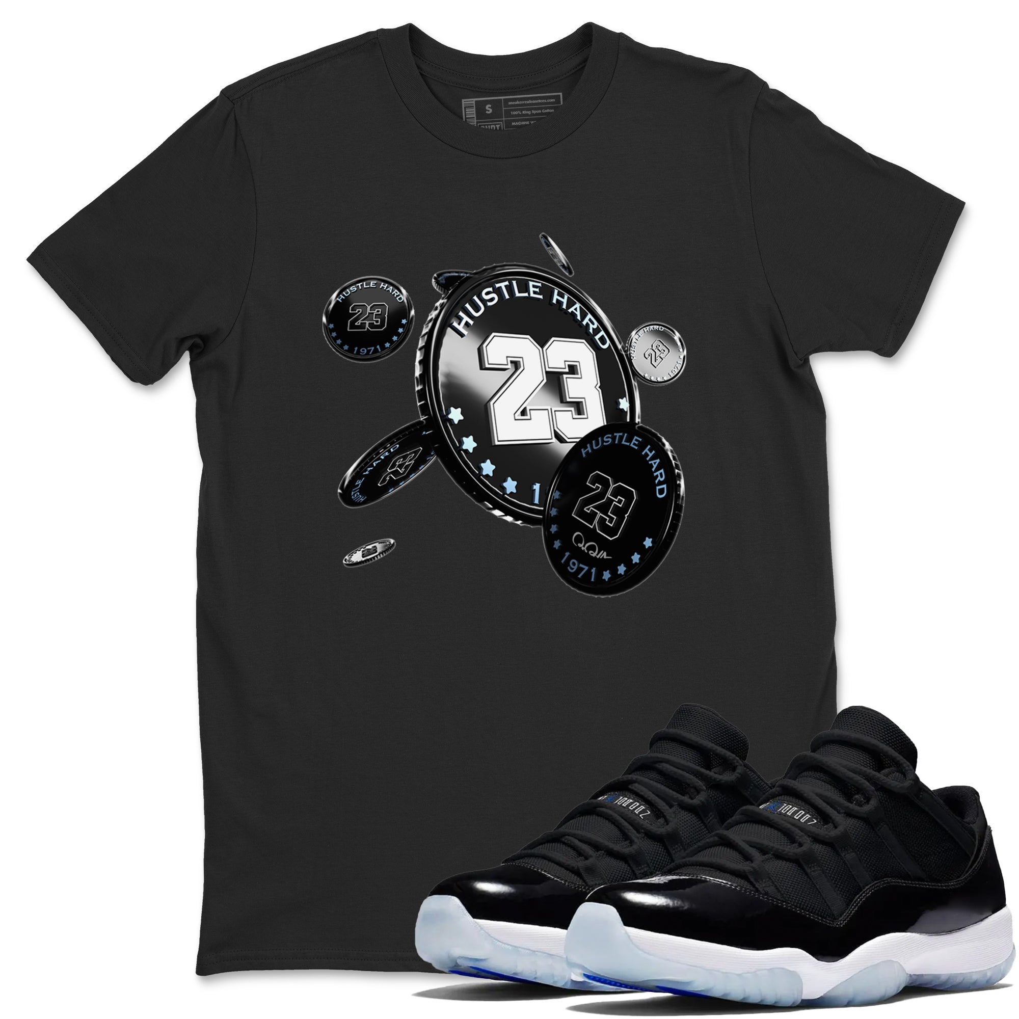 Coin Drop snkmatch Tee - Air Jordan 11 Black and Varsity Royal