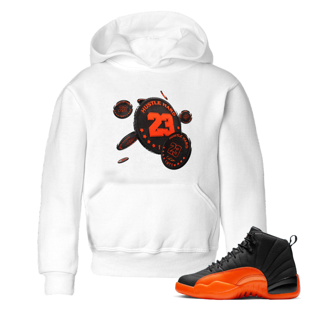 Coin Drop Kids Tops - Air Jordan 12 Brilliant Orange