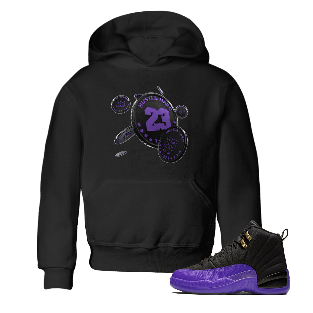 Coin Drop Kids Tops - Air Jordan 12 Field Purple