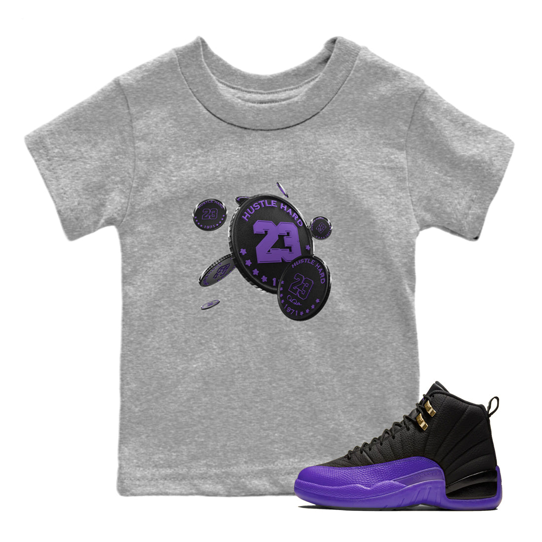 Coin Drop Kids Tops - Air Jordan 12 Field Purple