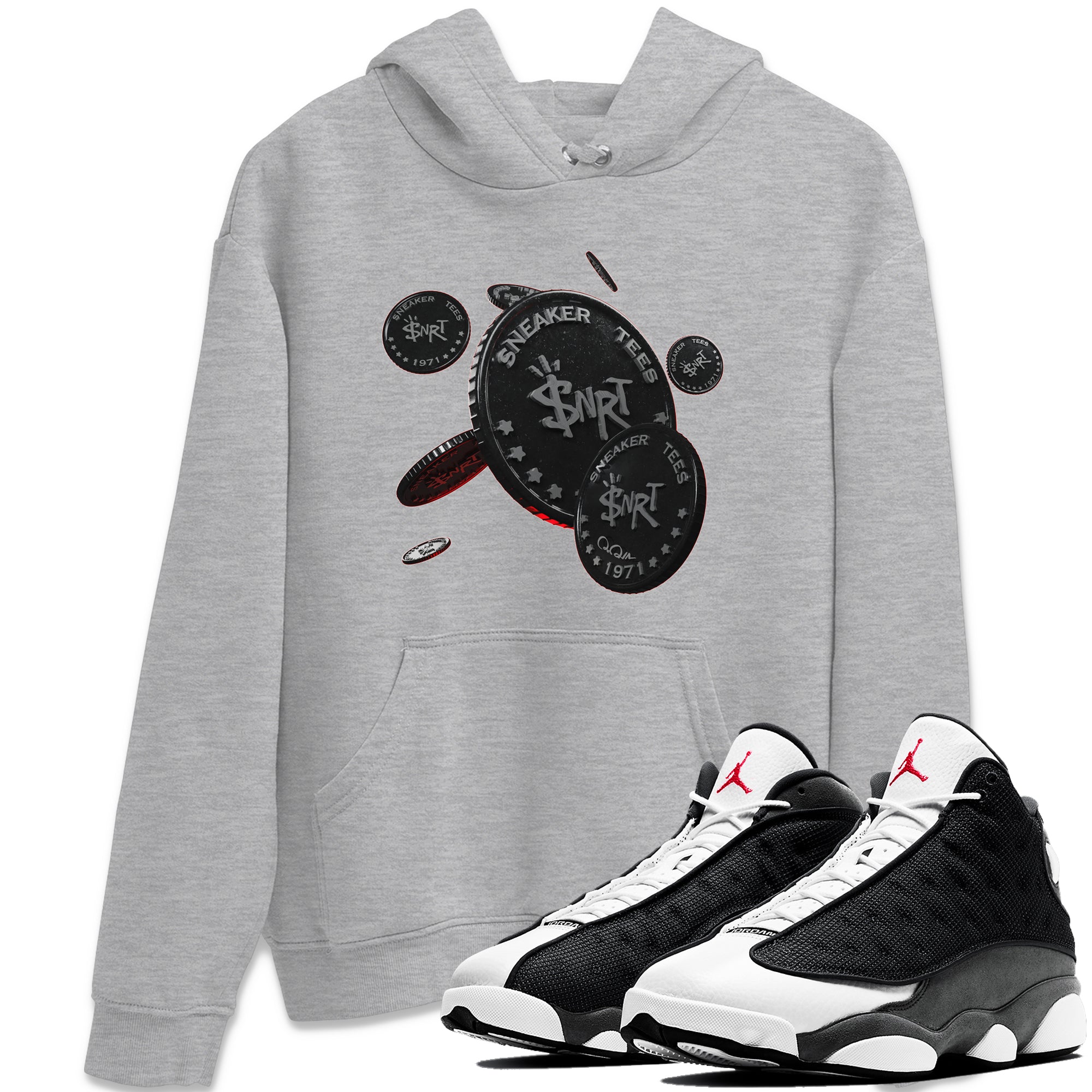Coin Drop Unisex Tops - Air Jordan 13 Black Flint