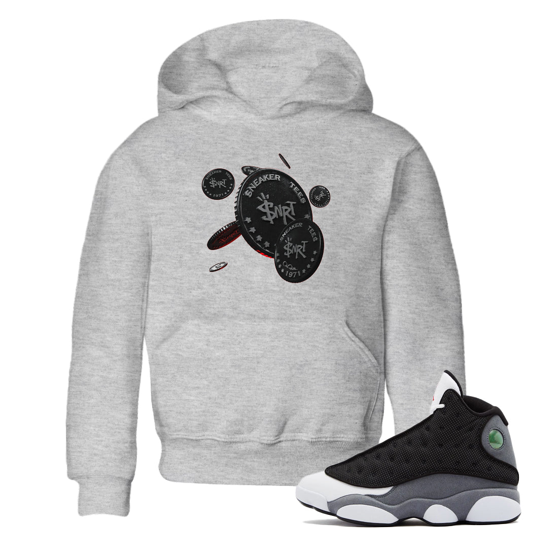 Coin Drop Kids Tops - Air Jordan 13 Black Flint