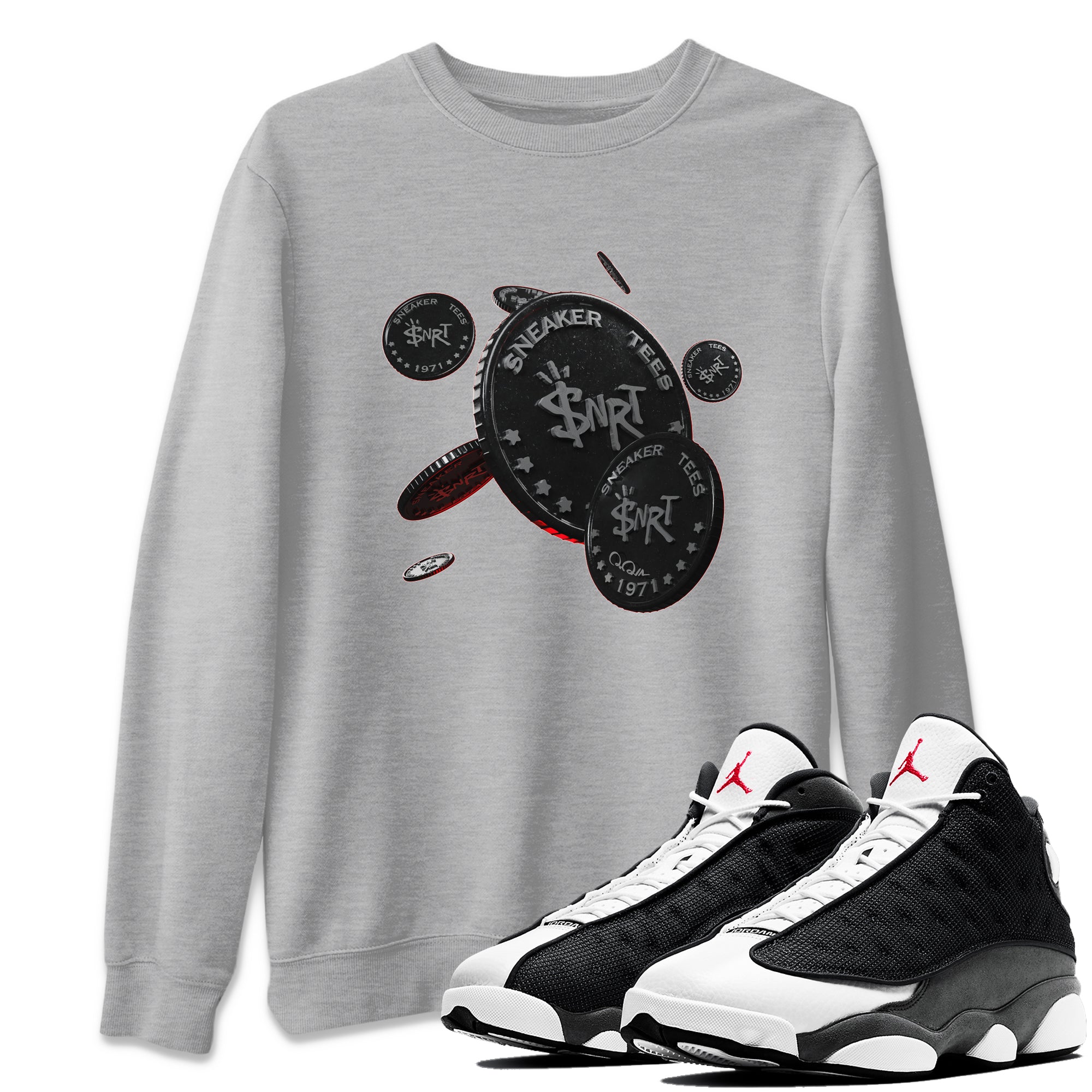 Coin Drop Unisex Tops - Air Jordan 13 Black Flint
