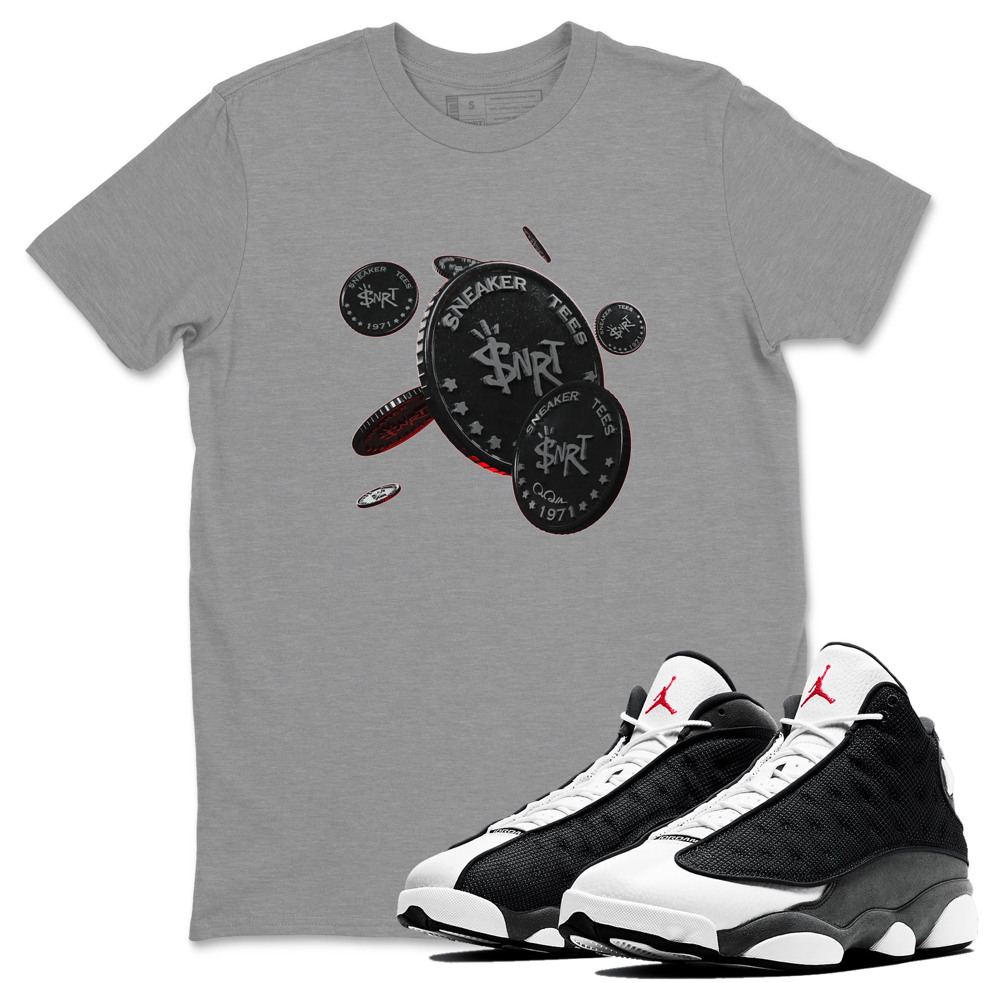 Coin Drop Unisex Tops - Air Jordan 13 Black Flint