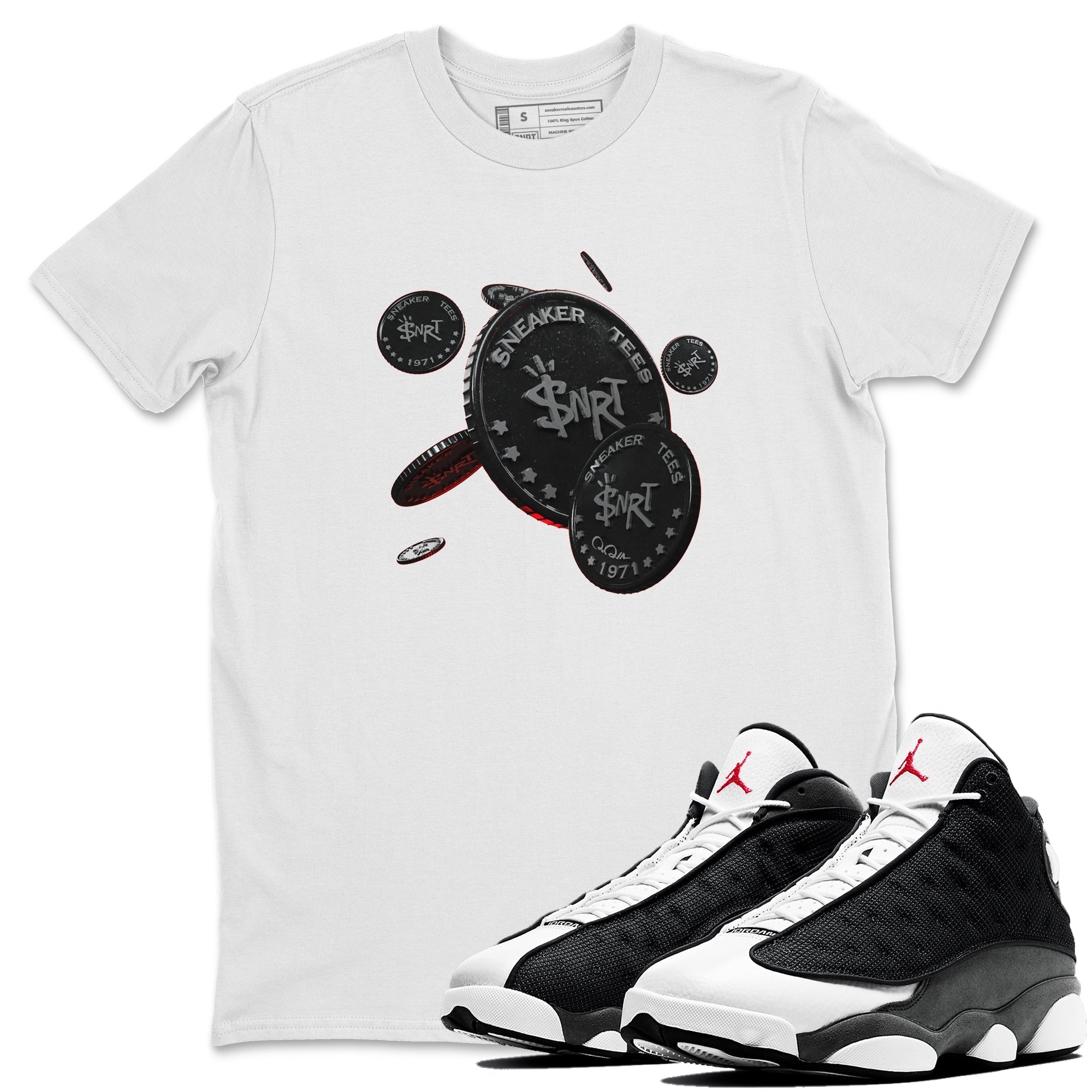 Coin Drop Unisex Tops - Air Jordan 13 Black Flint