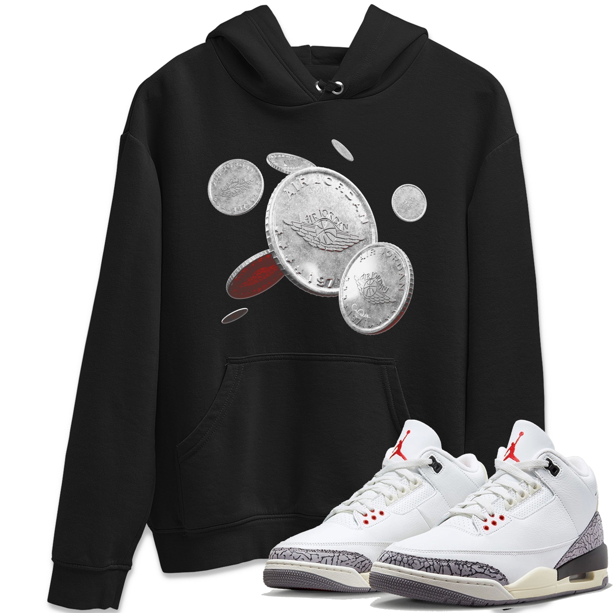 Coin Drop Unisex Tops - Air Jordan 3 White Cement