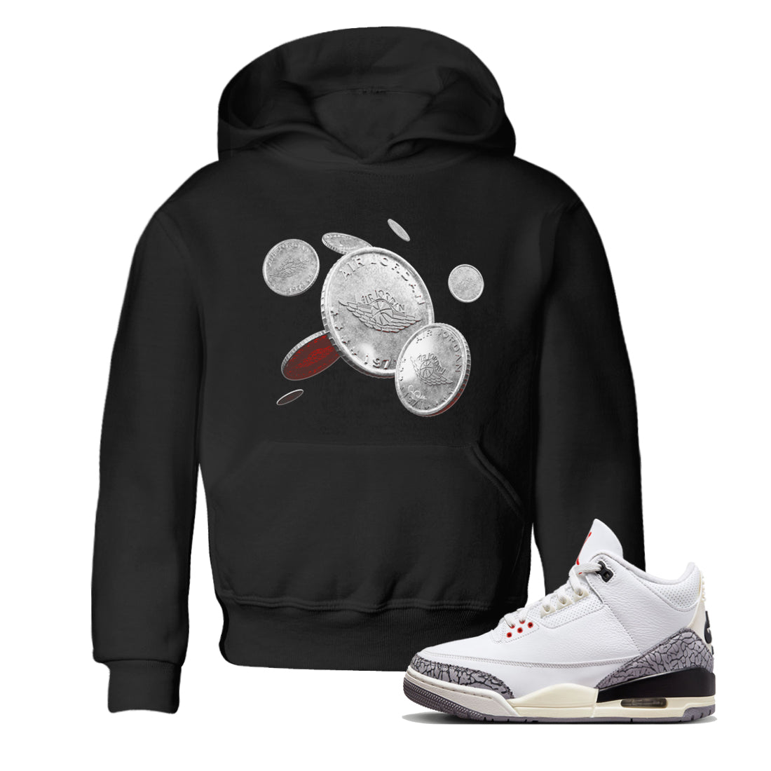 Coin Drop Kids Tops - Air Jordan 3 White Cement