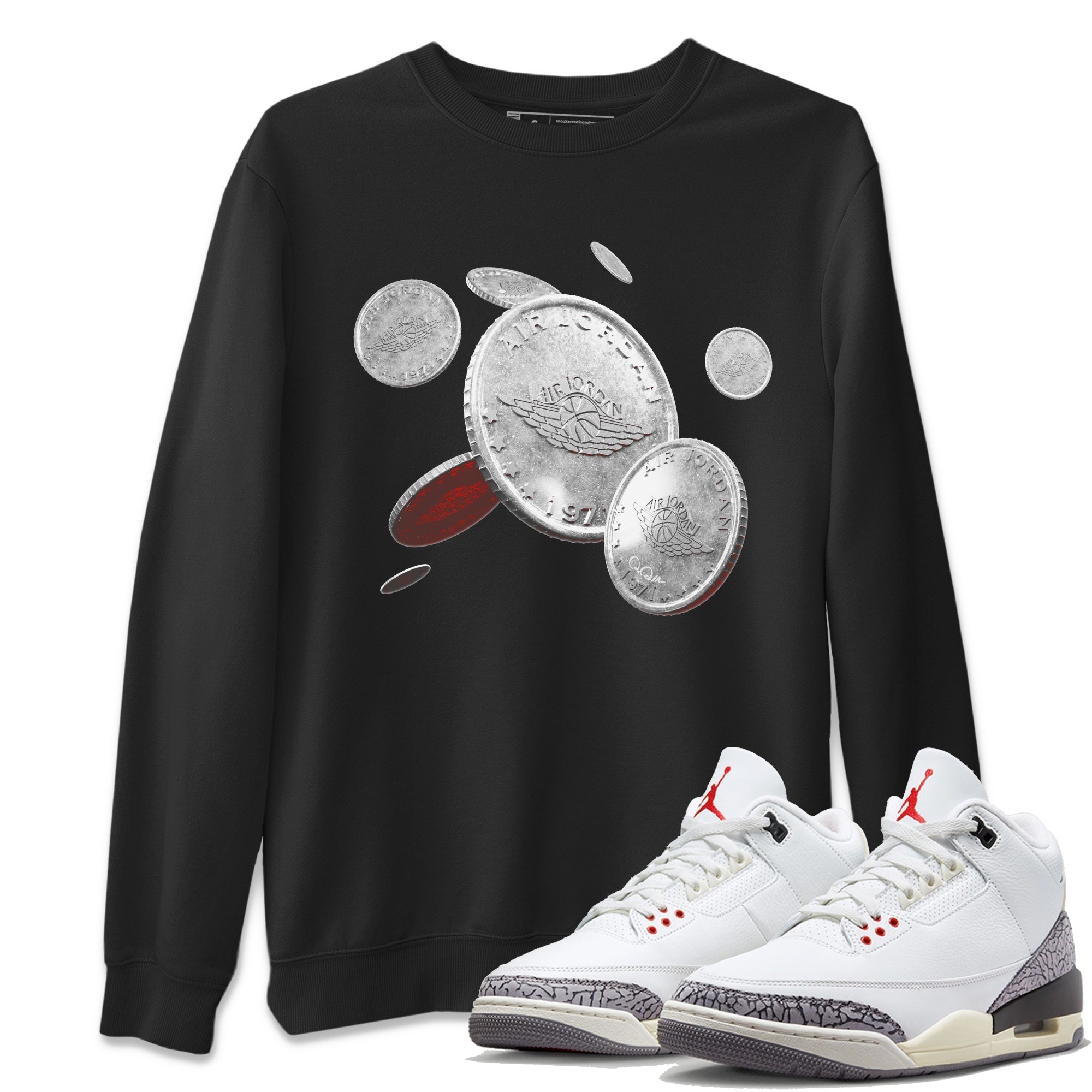 Coin Drop Unisex Tops - Air Jordan 3 White Cement