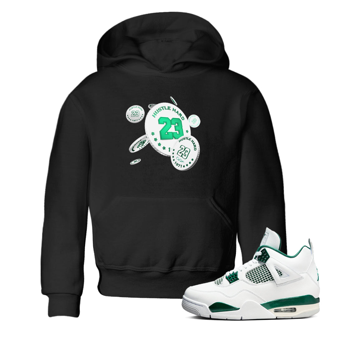 Coin Drop snkmatch Tees Kids - Air Jordan 4 Oxidized Green