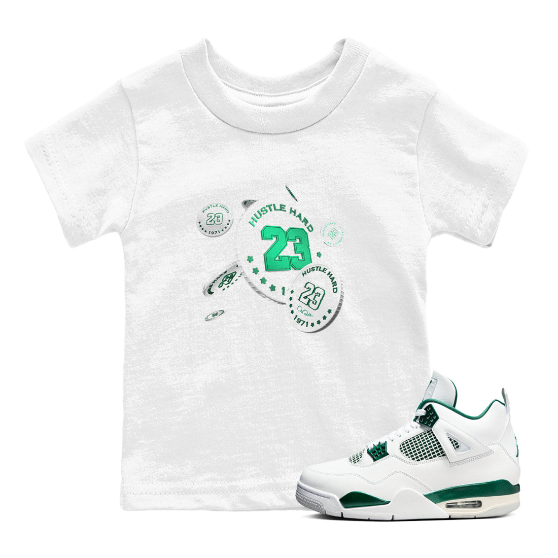 Coin Drop snkmatch Tees Kids - Air Jordan 4 Oxidized Green