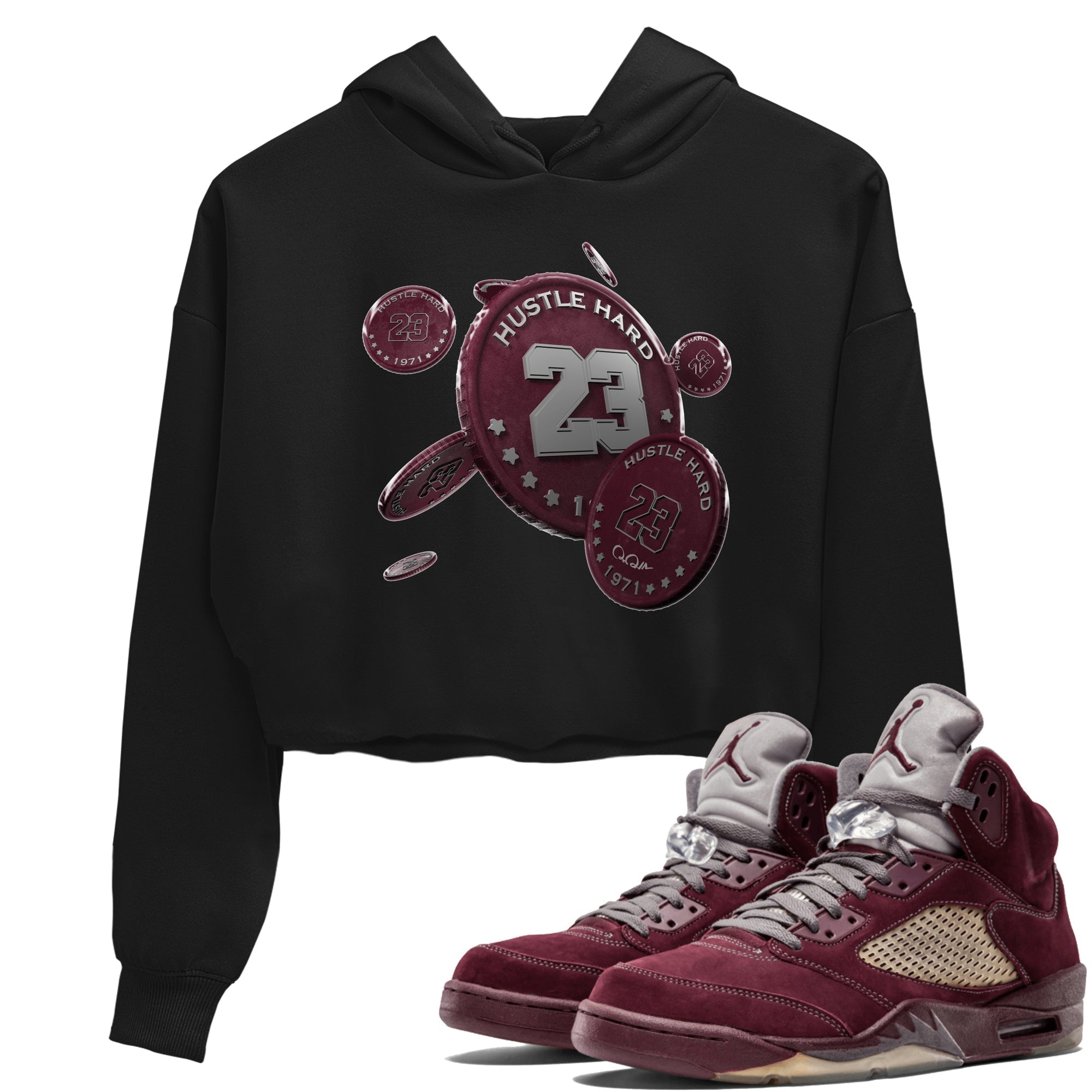 Coin Drop Women's Tops - Air Jordan 5 Burgundy