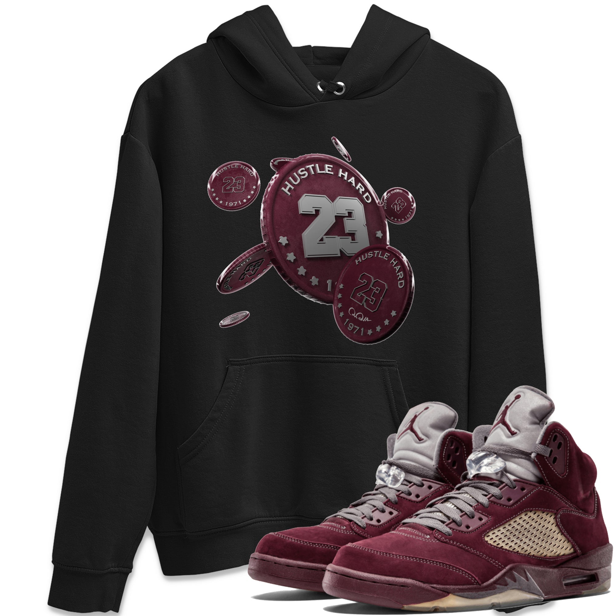 Coin Drop Unisex Tops - Air Jordan 5 Burgundy