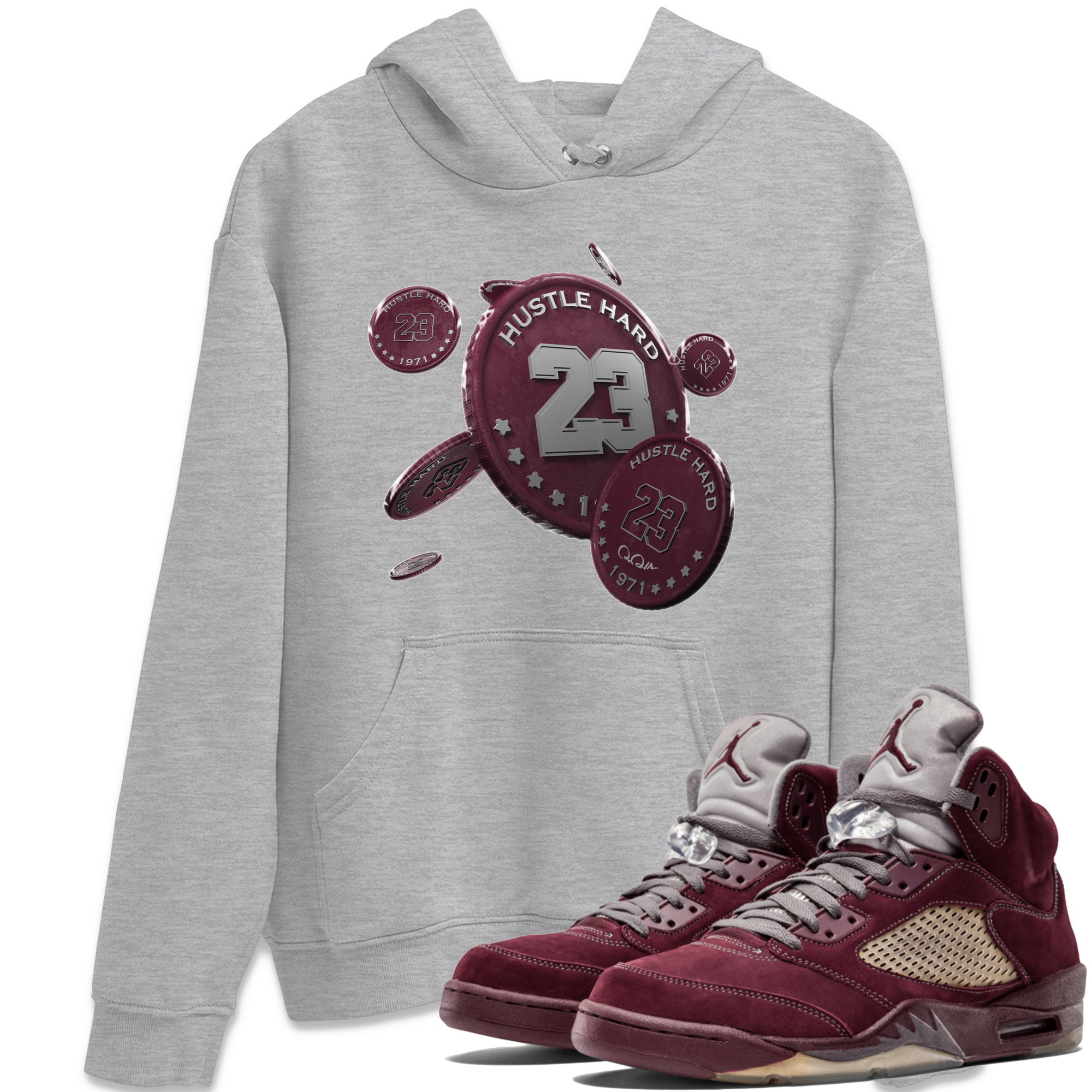 Coin Drop Unisex Tops - Air Jordan 5 Burgundy