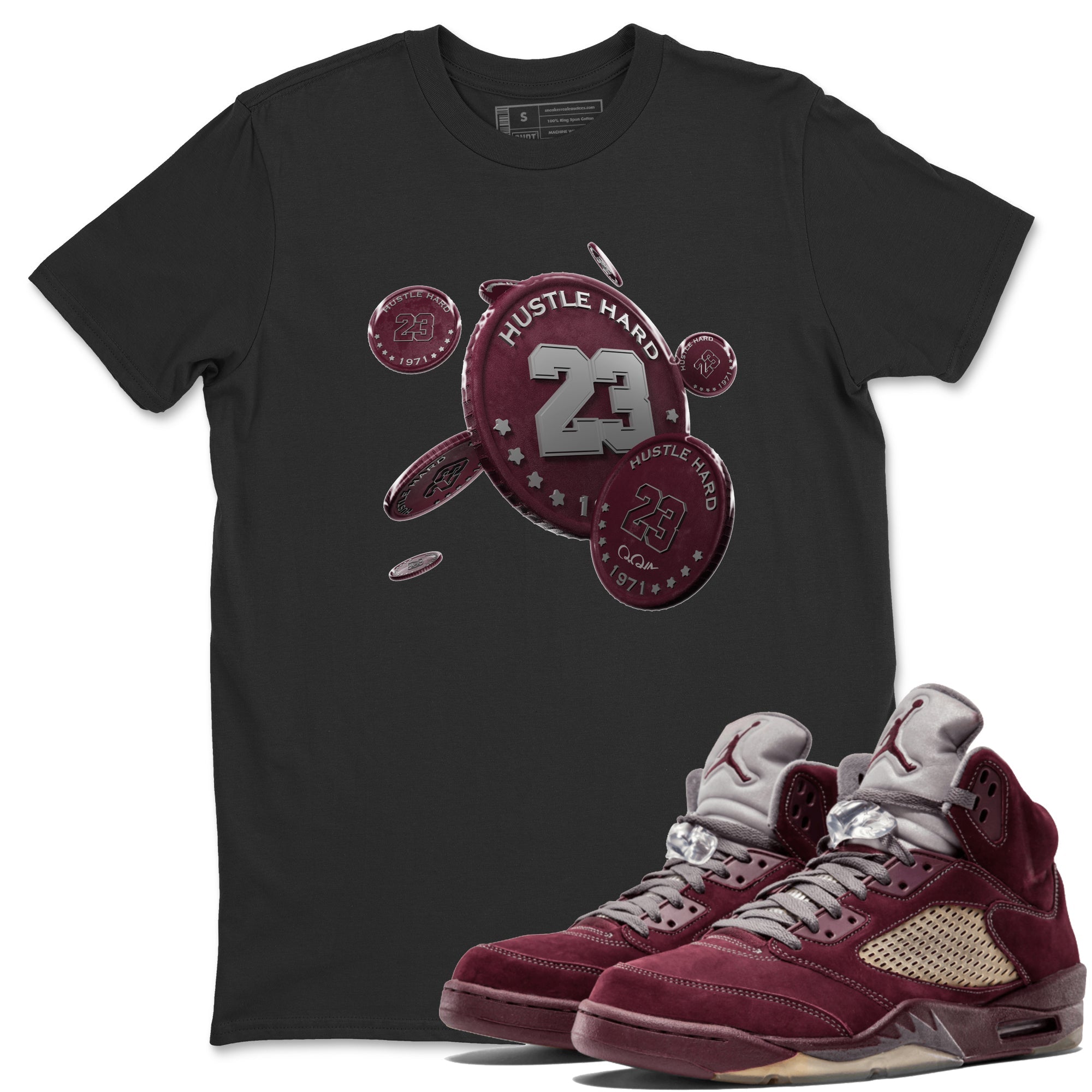 Coin Drop Unisex Tops - Air Jordan 5 Burgundy