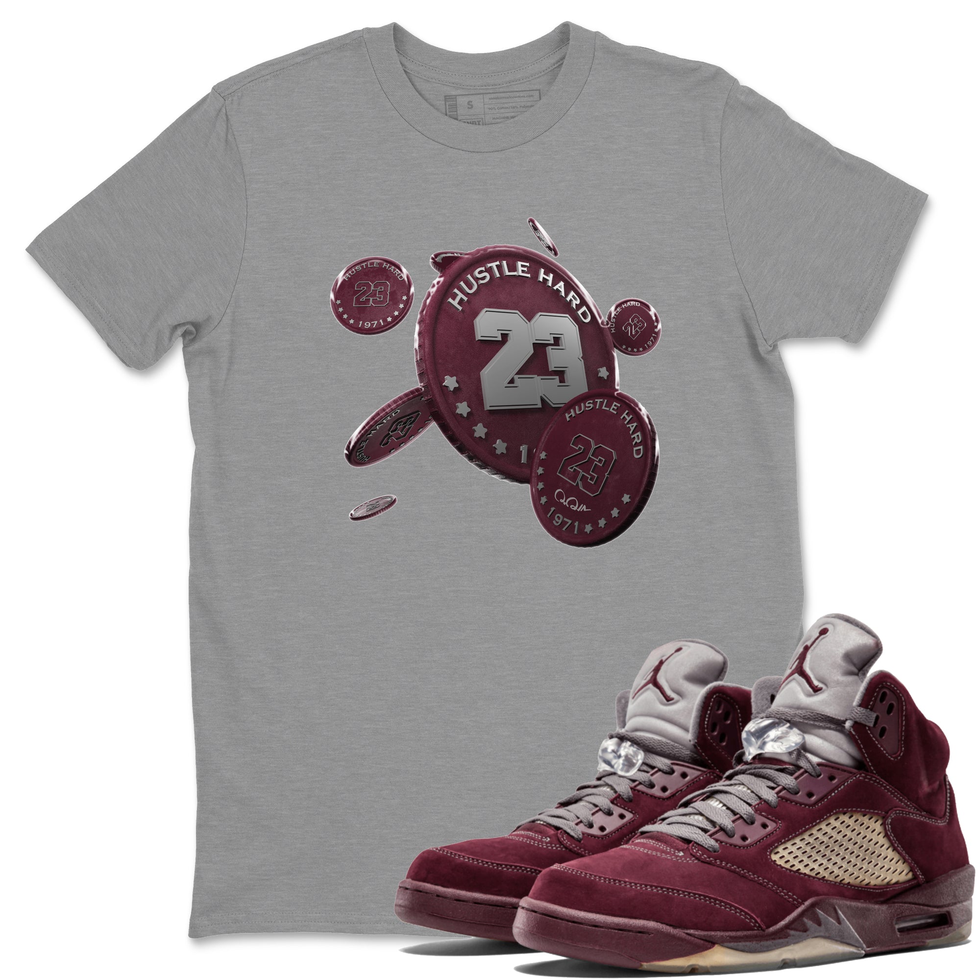 Coin Drop Unisex Tops - Air Jordan 5 Burgundy