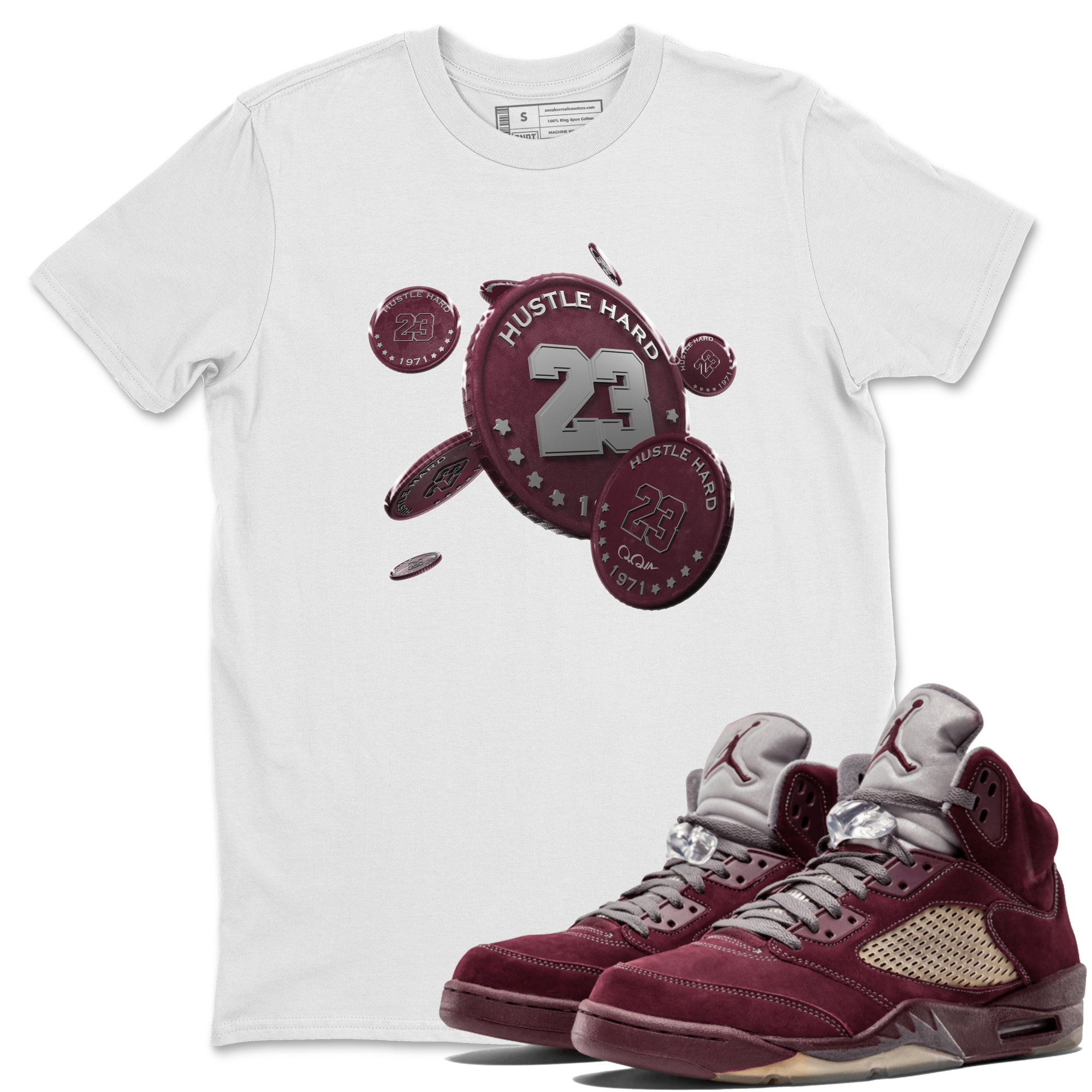 Coin Drop Unisex Tops - Air Jordan 5 Burgundy