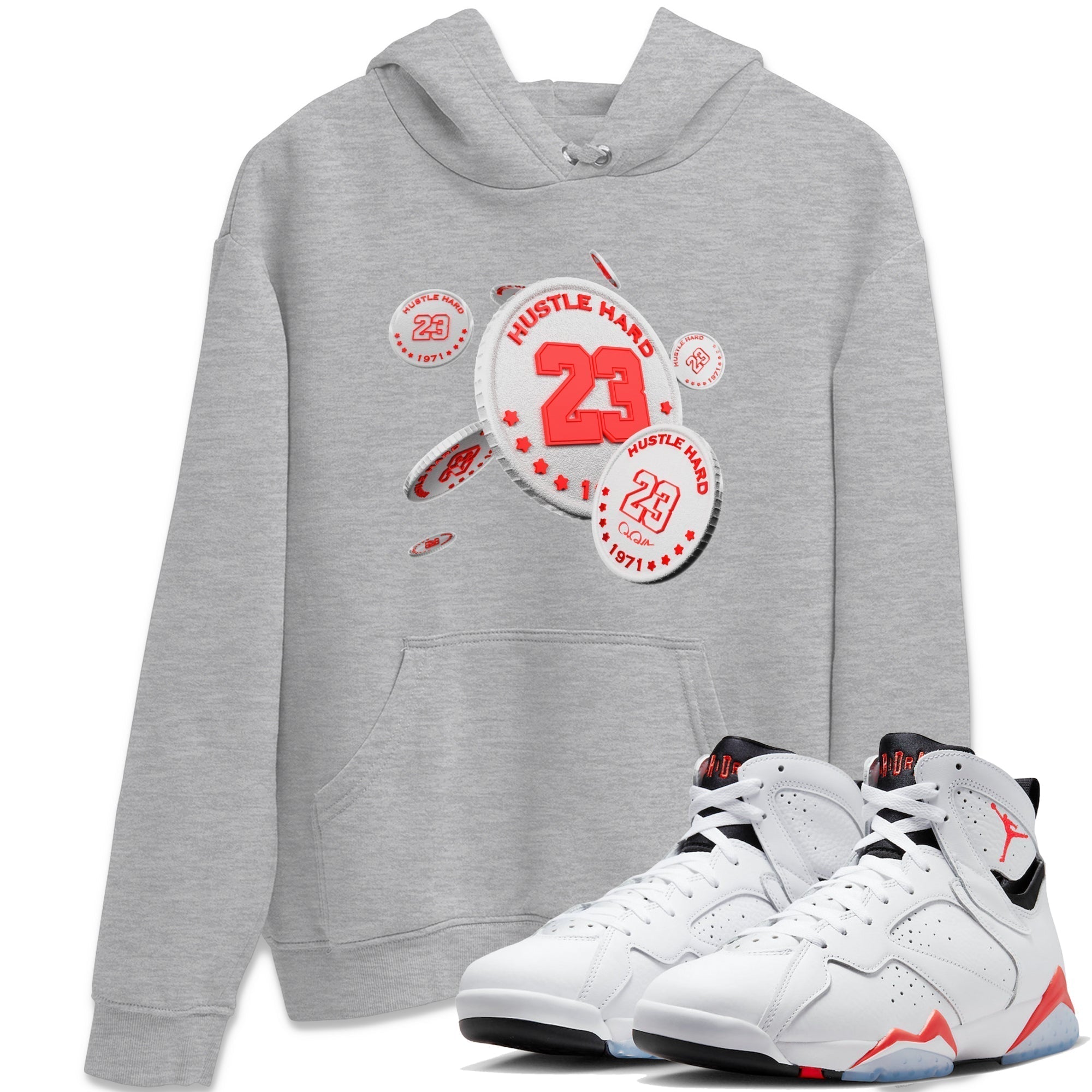 Coin Drop Unisex Tops - Air Jordan 7 White Infrared