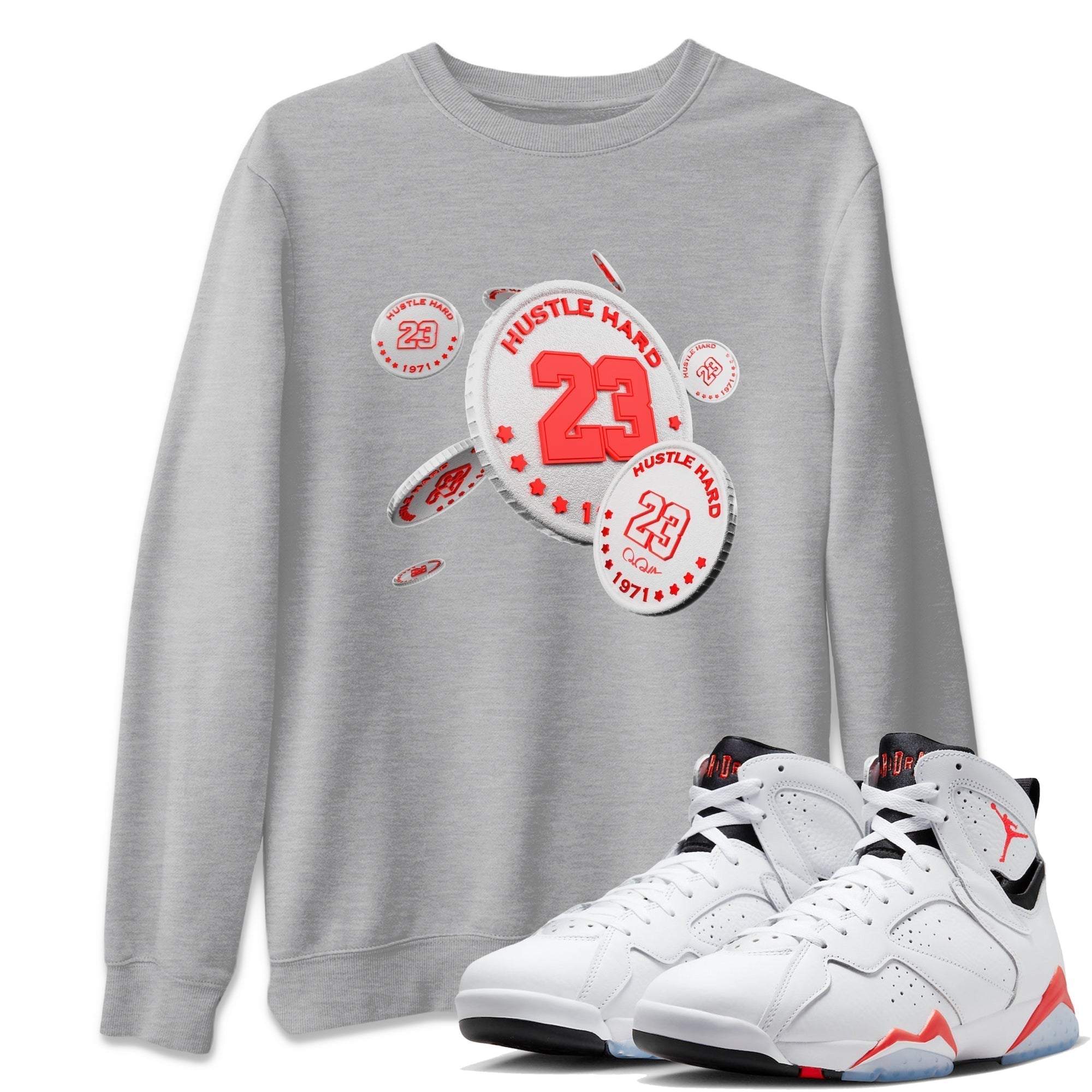 Coin Drop Unisex Tops - Air Jordan 7 White Infrared