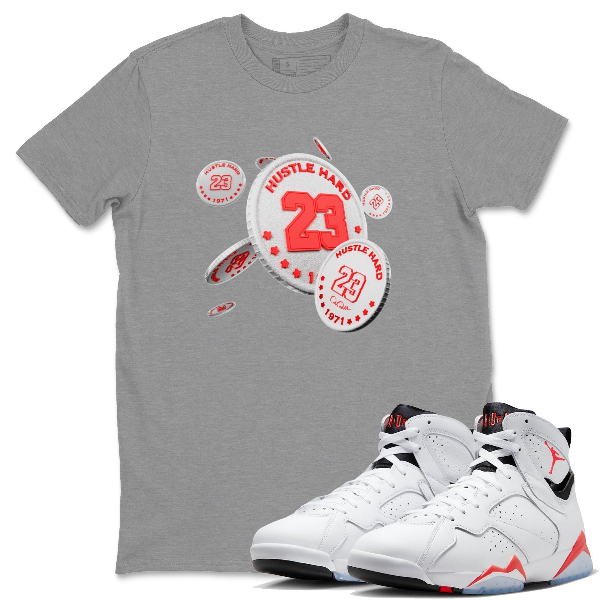 Coin Drop Unisex Tops - Air Jordan 7 White Infrared