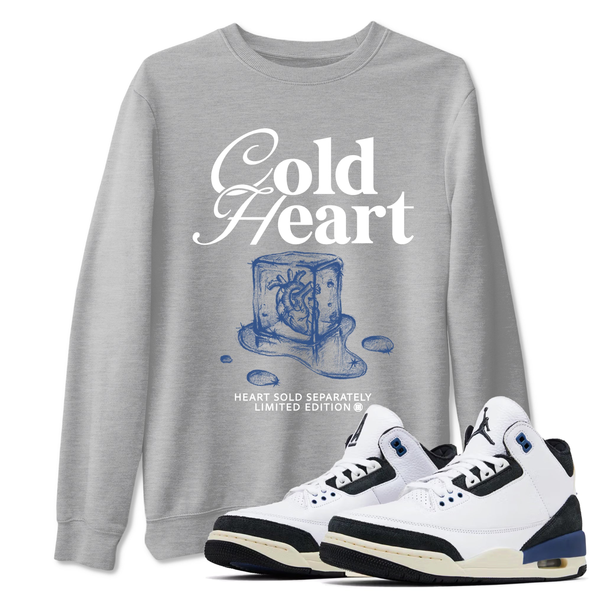 Cold Heart snkmatch Tees - Air Jordan 3 A Ma Maniere x Diffused Blue