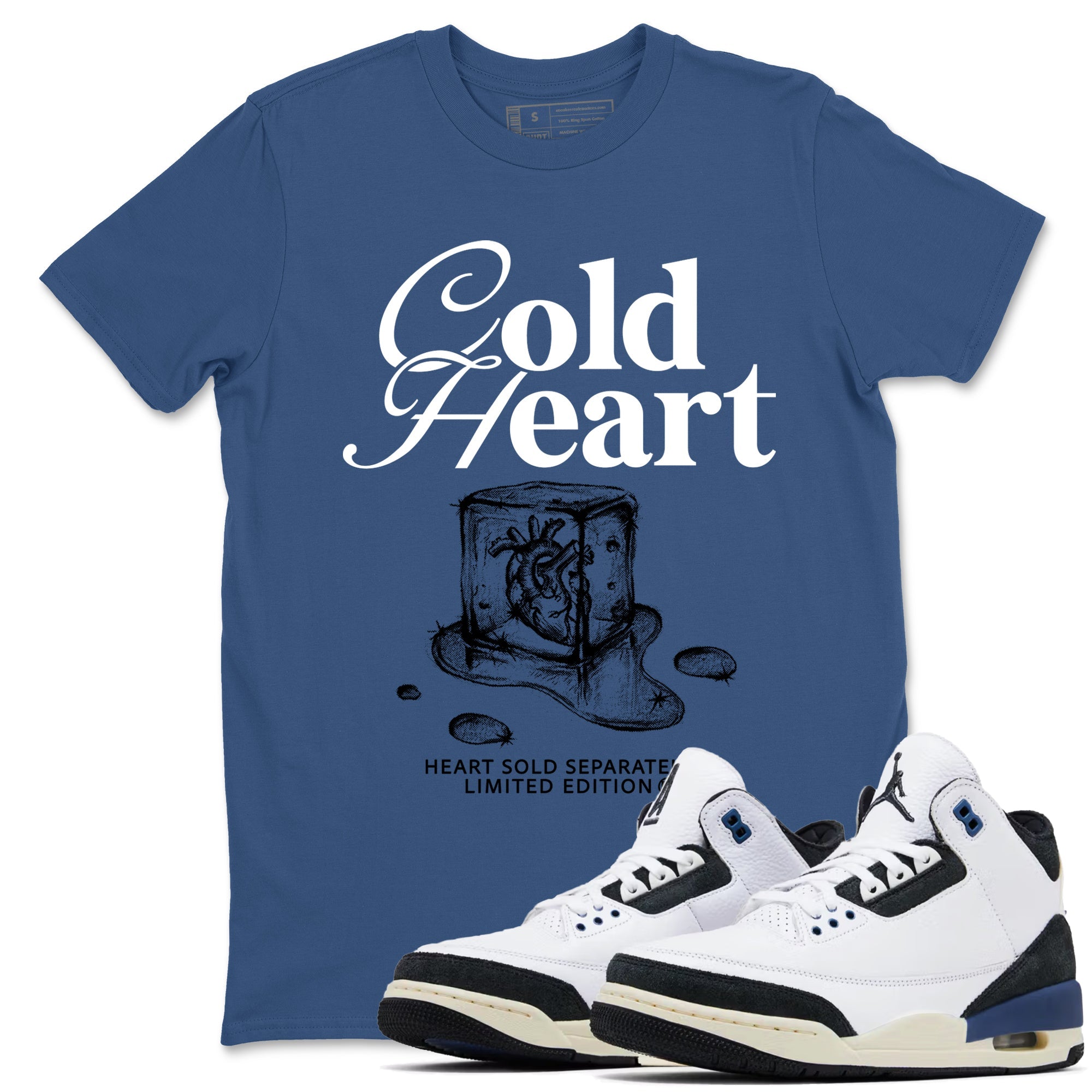 Cold Heart snkmatch Tees - Air Jordan 3 A Ma Maniere x Diffused Blue