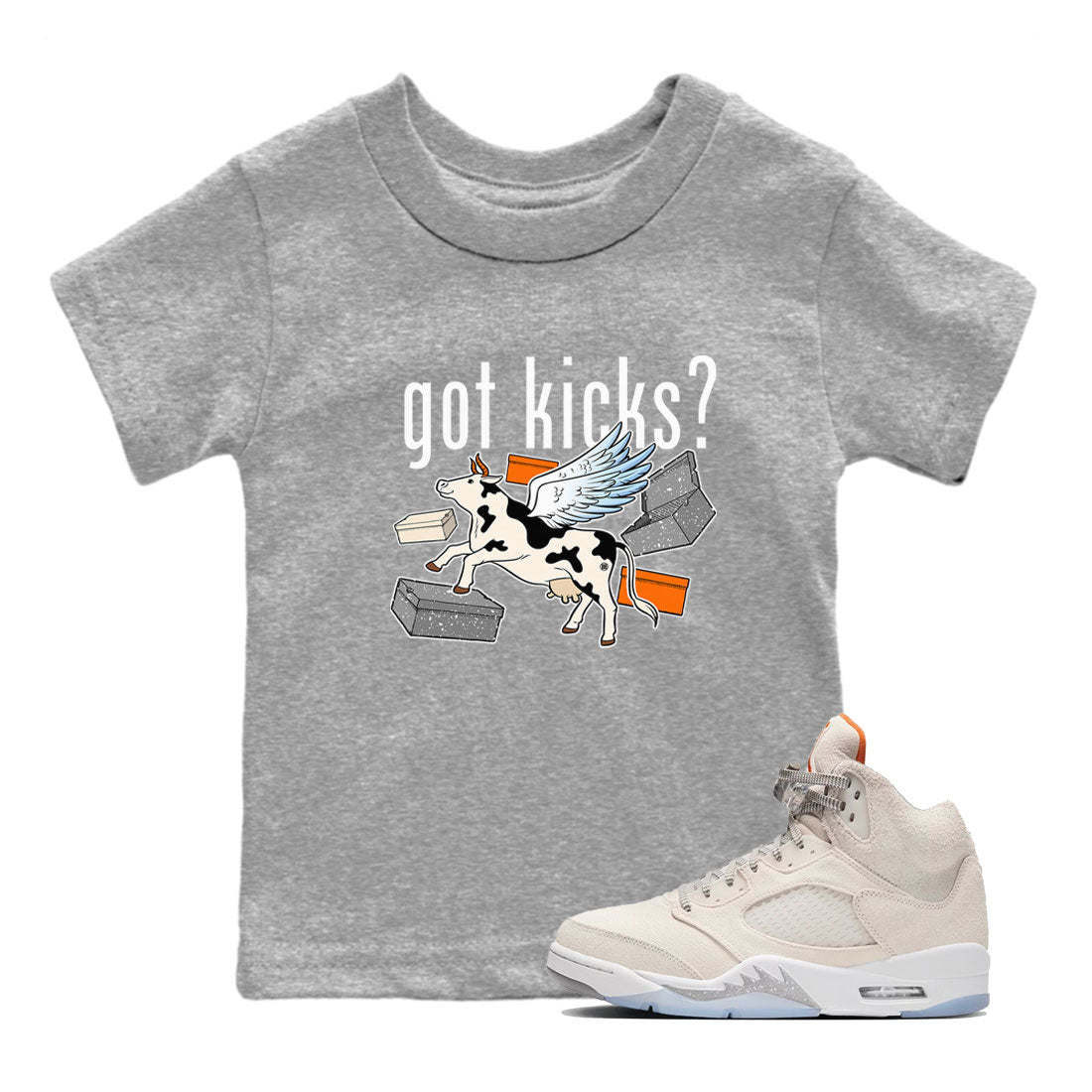 Cow Got Kicks snkmatch Tees Kids - Air Jordan 5 Craft