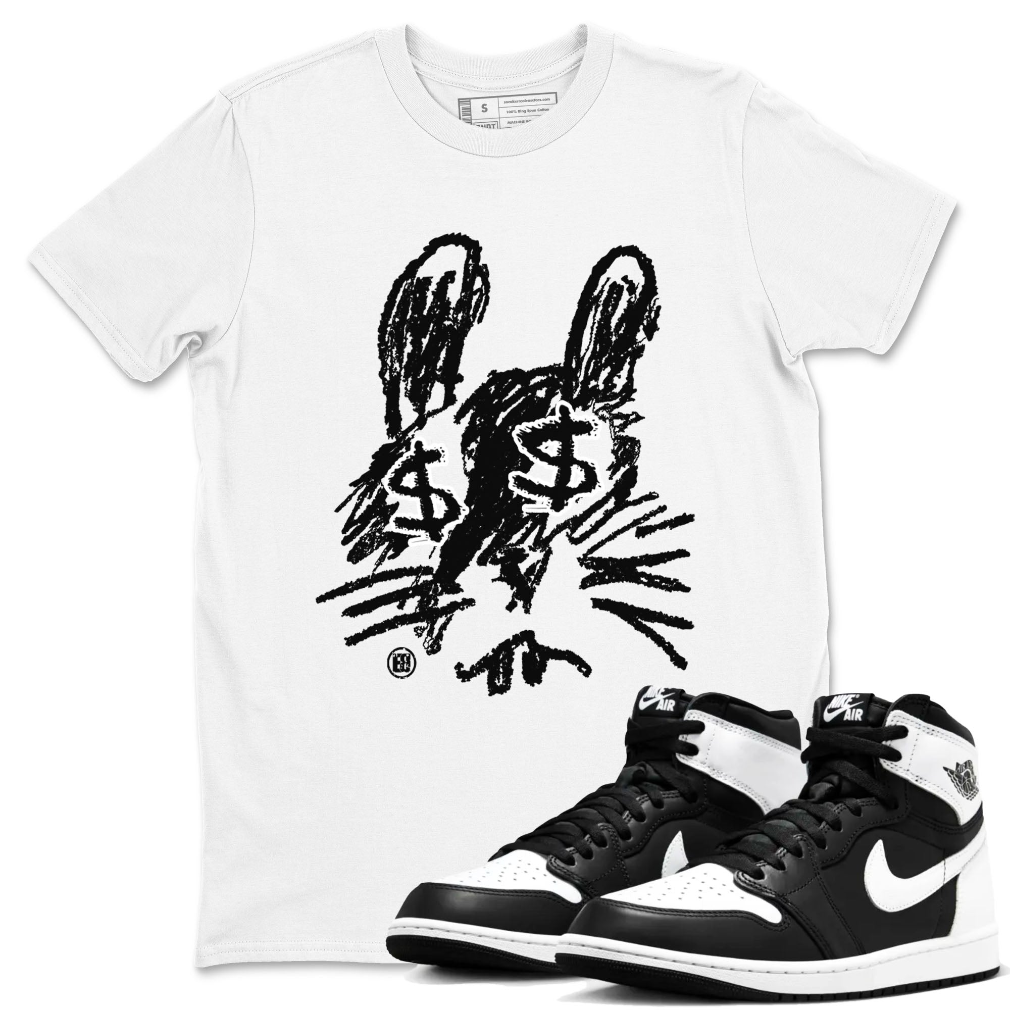 Crayon Bunny snkmatch Tees - Air Jordan 1 Black White
