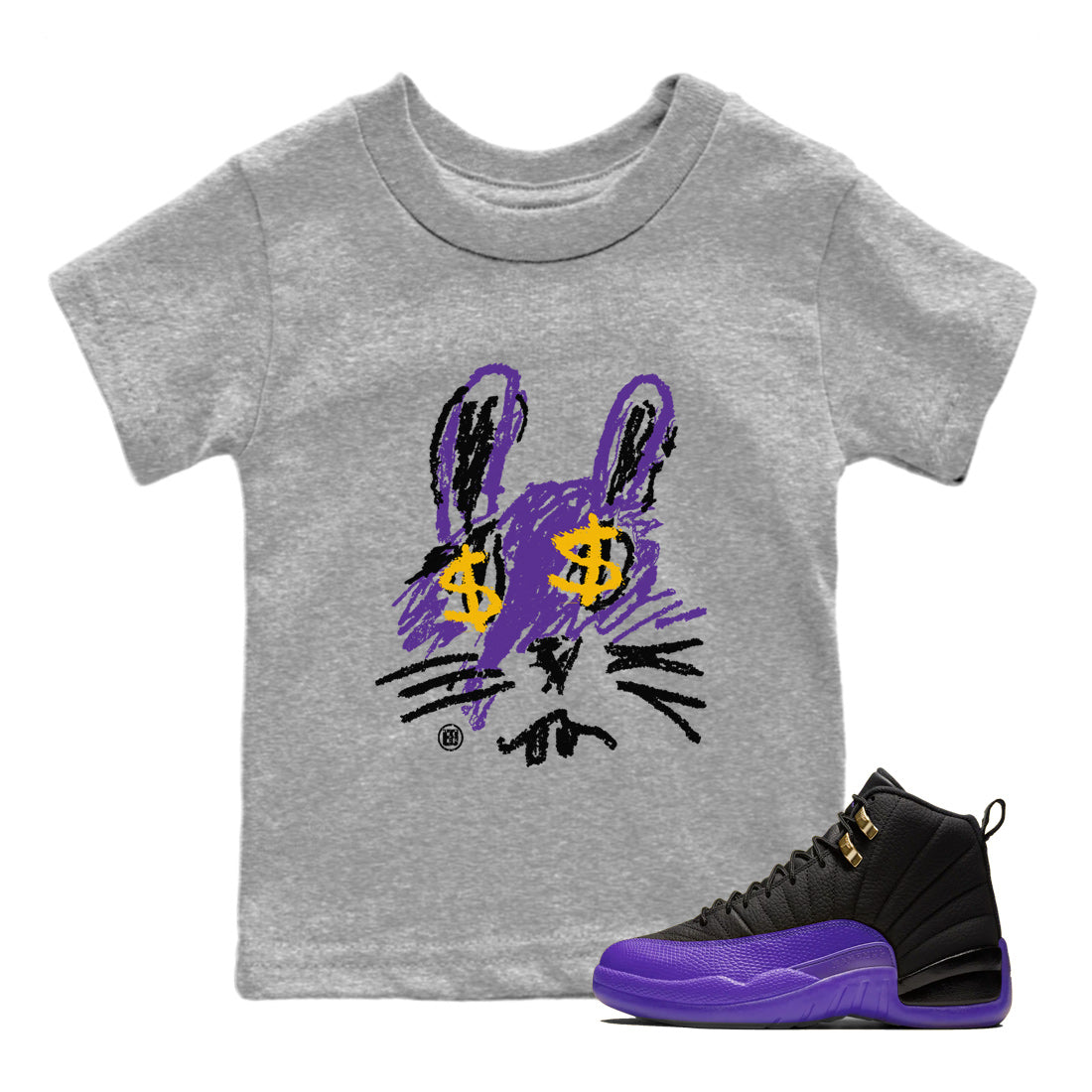 Crayon Bunny Kids Tops - Air Jordan 12 Field Purple