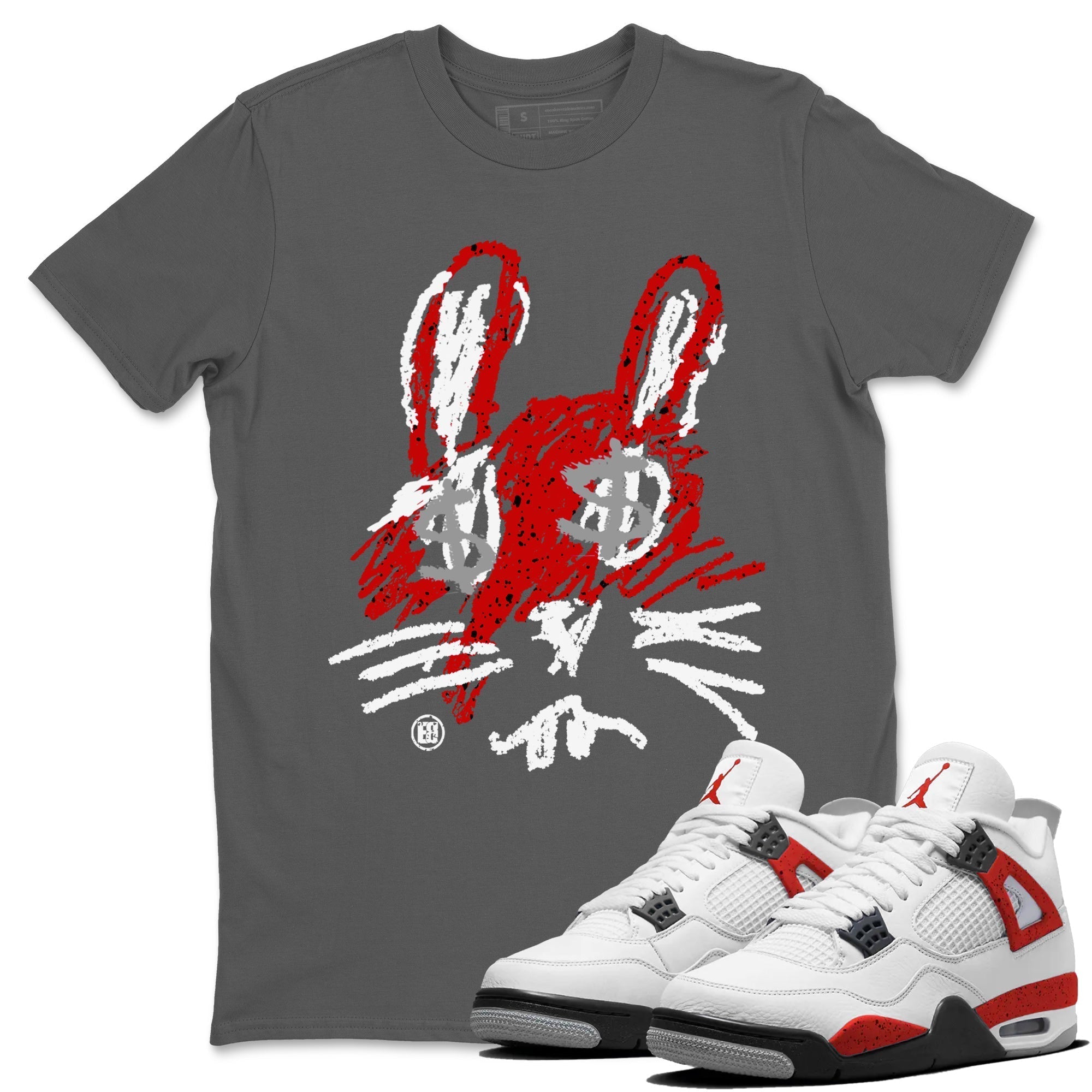 Crayon Bunny Unisex Tops - Air Jordan 4 Red Cement