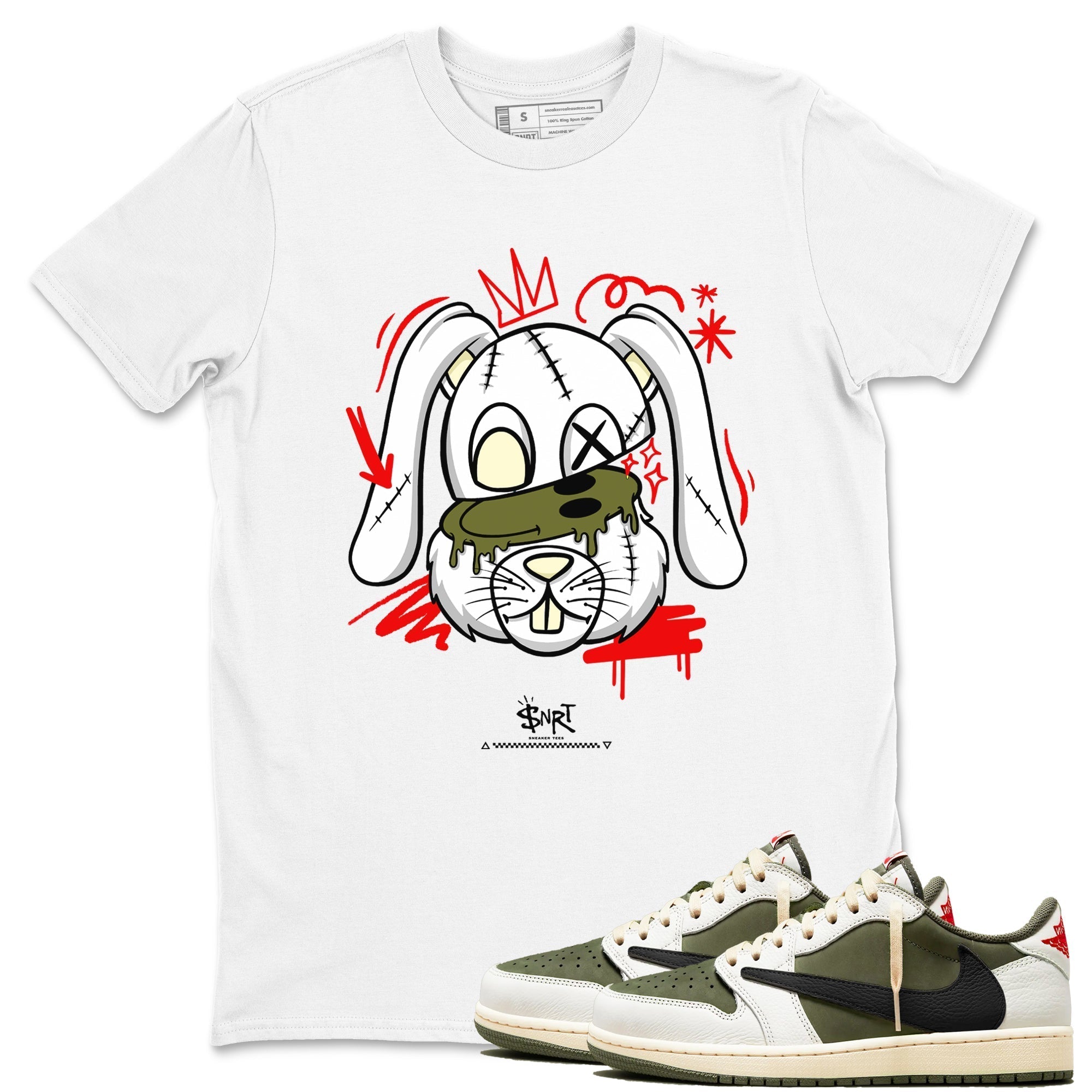 Crazy Bunny snkmatch Tees - Air Jordan 1 Travis Scott Medium Olive