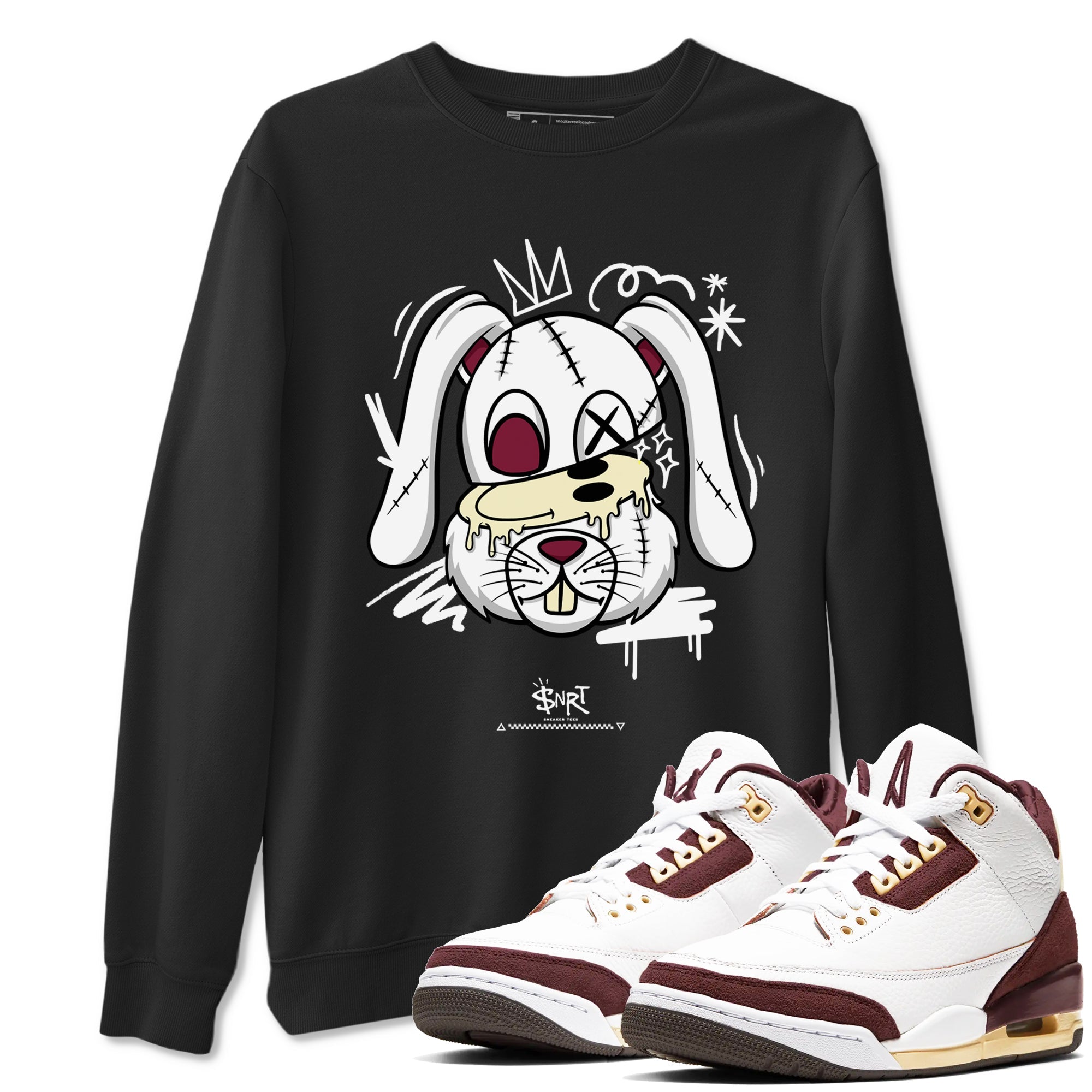 Crazy Bunny snkmatch Tees - Air Jordan 3 A Ma Maniere x Burgundy Crush
