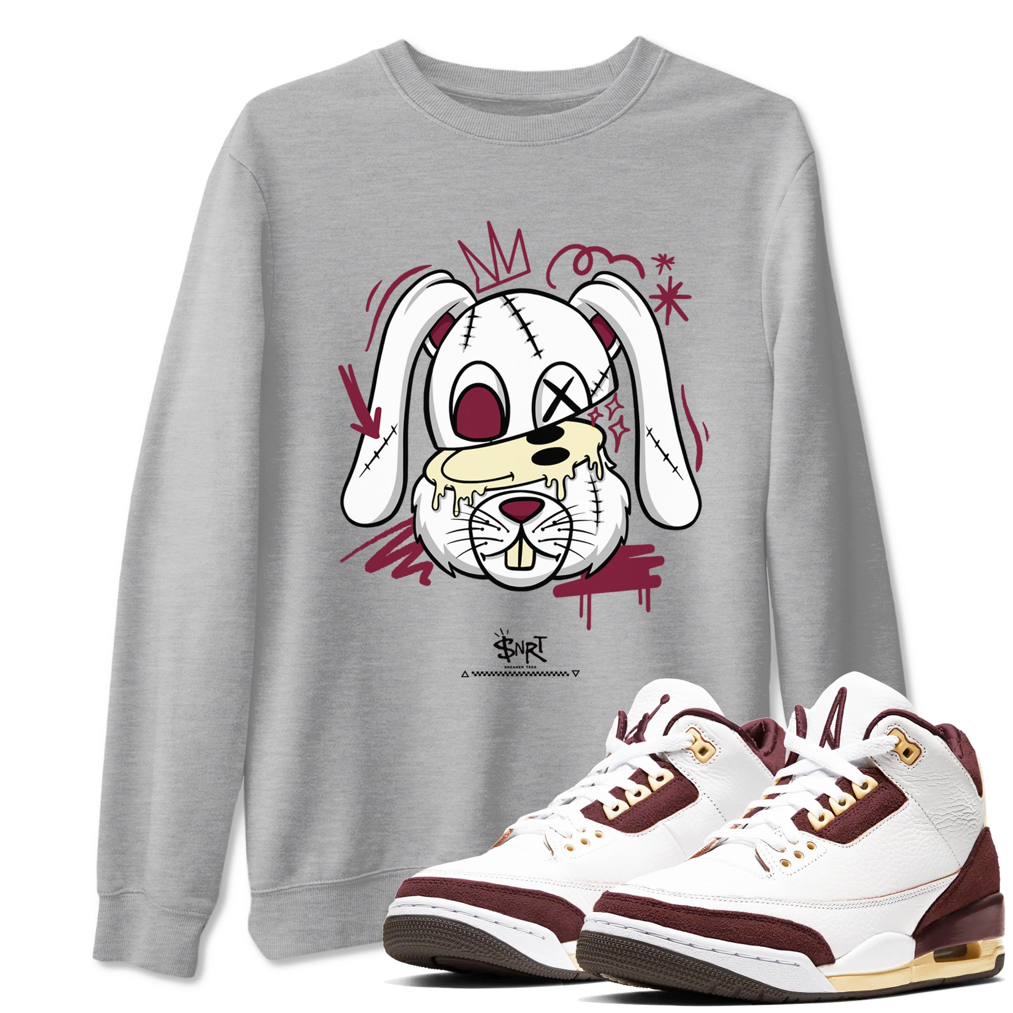 Crazy Bunny snkmatch Tees - Air Jordan 3 A Ma Maniere x Burgundy Crush