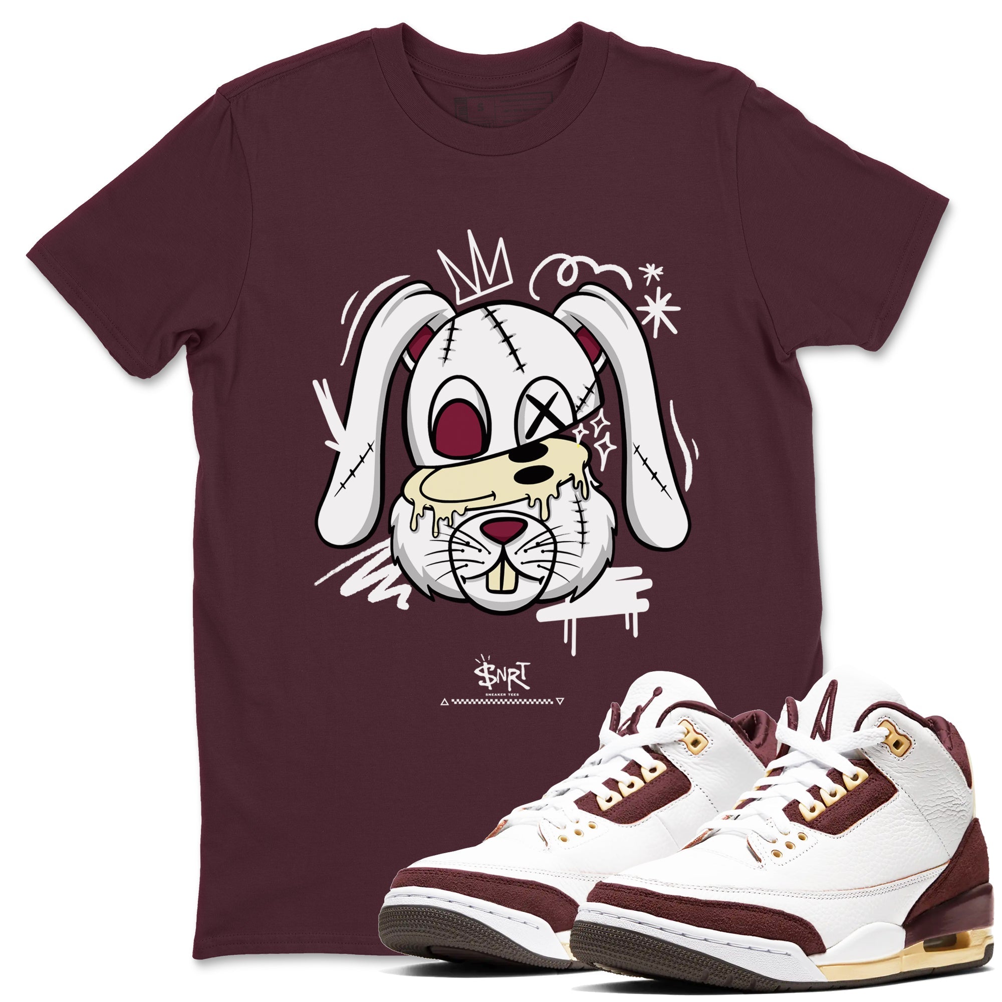 Crazy Bunny snkmatch Tees - Air Jordan 3 A Ma Maniere x Burgundy Crush