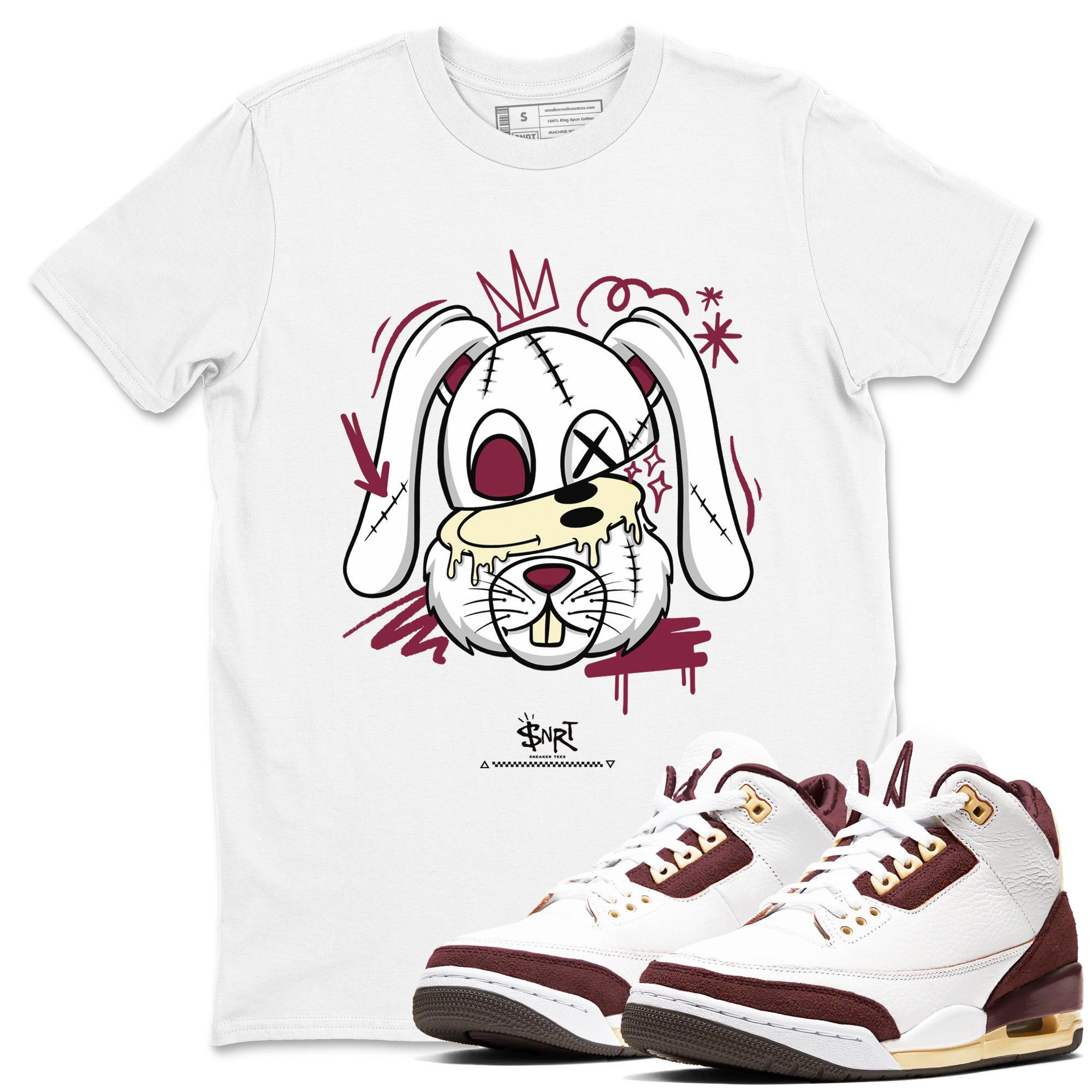 Crazy Bunny snkmatch Tees - Air Jordan 3 A Ma Maniere x Burgundy Crush