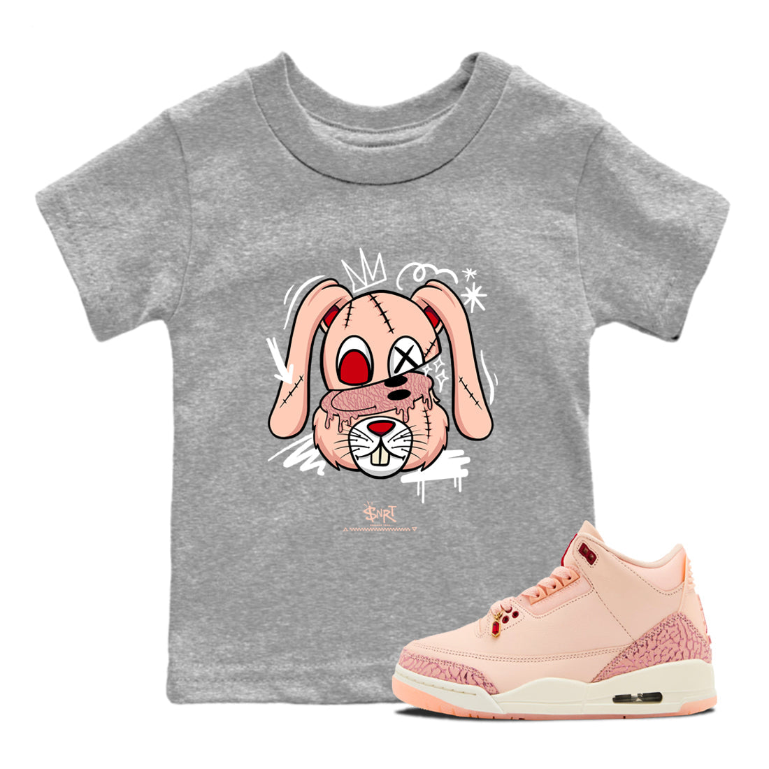 Crazy Bunny snkmatch Tees Kids - Air Jordan 3 Valentines Day