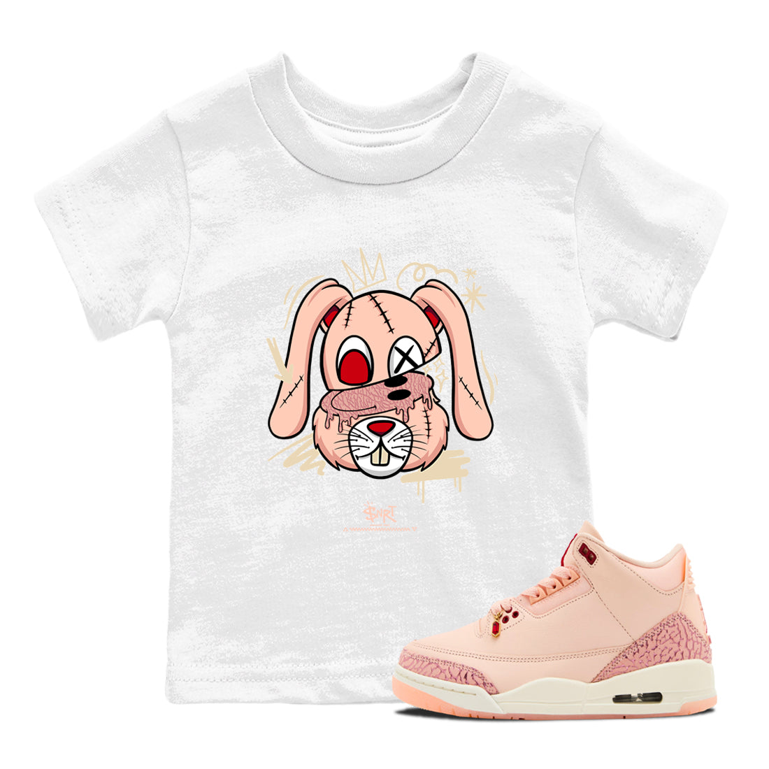 Crazy Bunny snkmatch Tees Kids - Air Jordan 3 Valentines Day