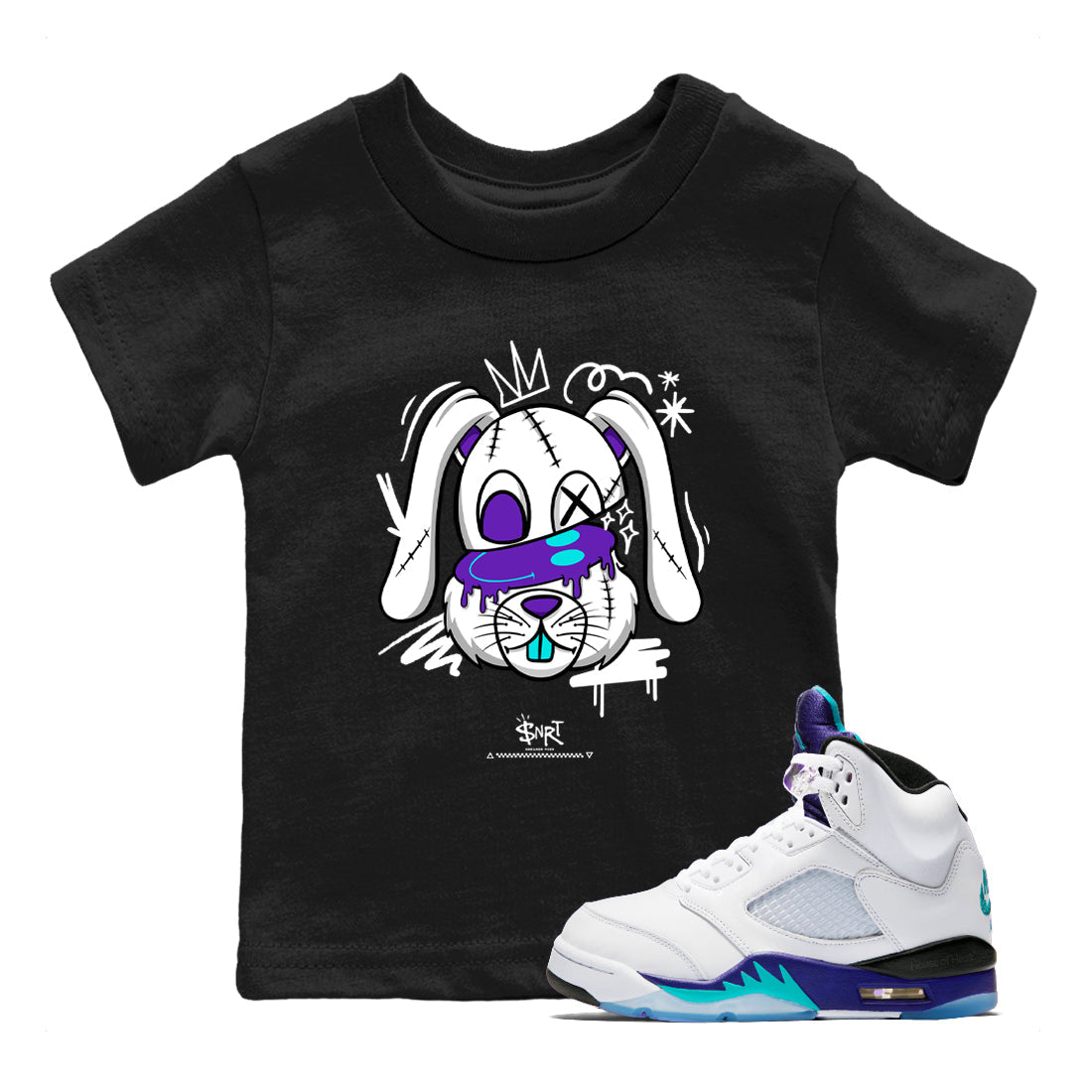 Crazy Bunny snkmatch Tees Kids - Air Jordan 5 Grape