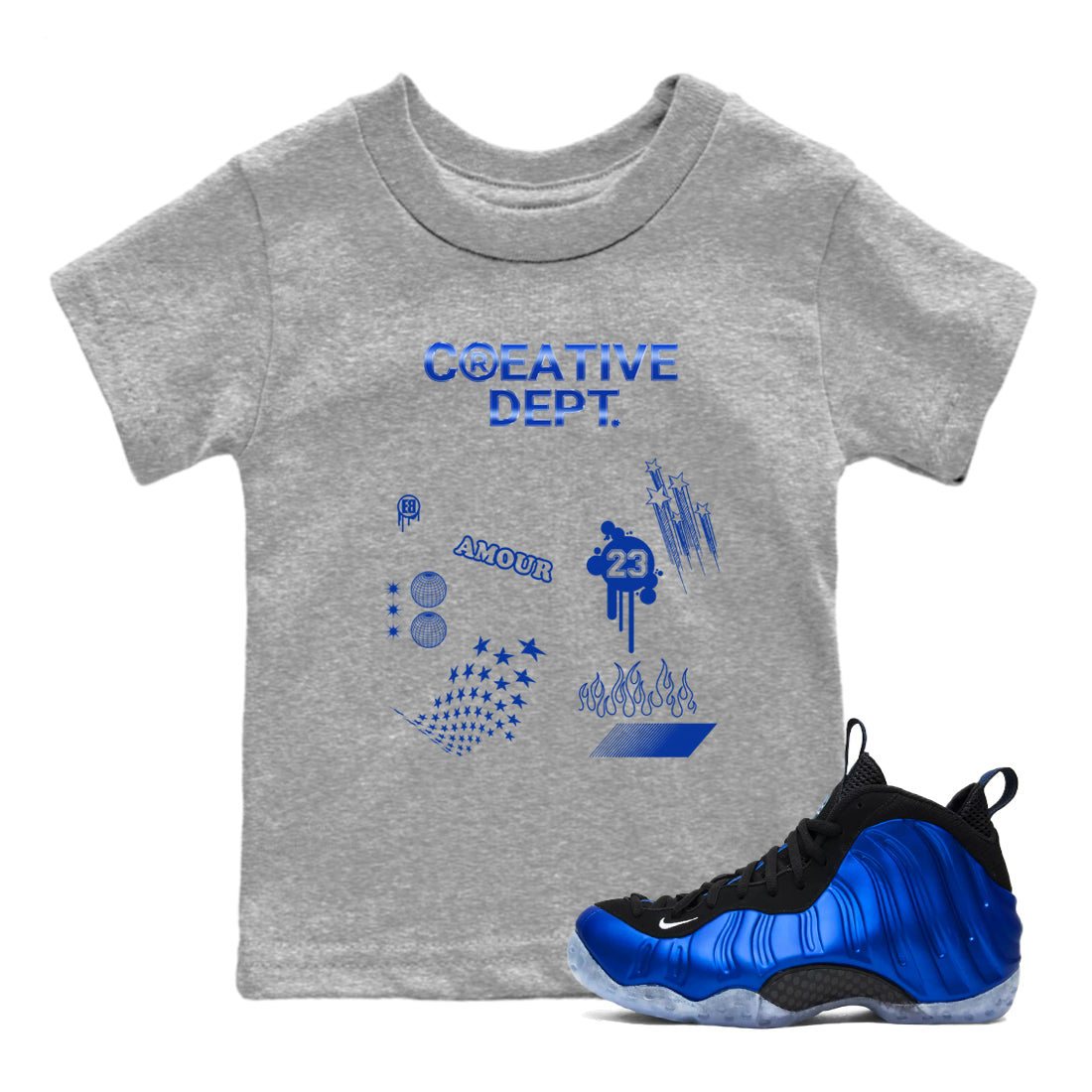 Creative Dept snkmatch Tees Kids - Air Foamposite One Royal