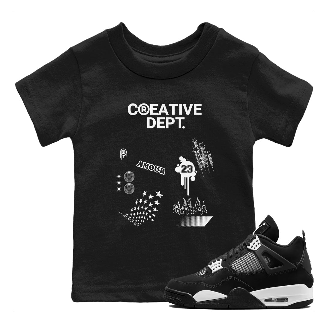 Creative Dept snkmatch Tees Kids - Air Jordan 4 White Thunder