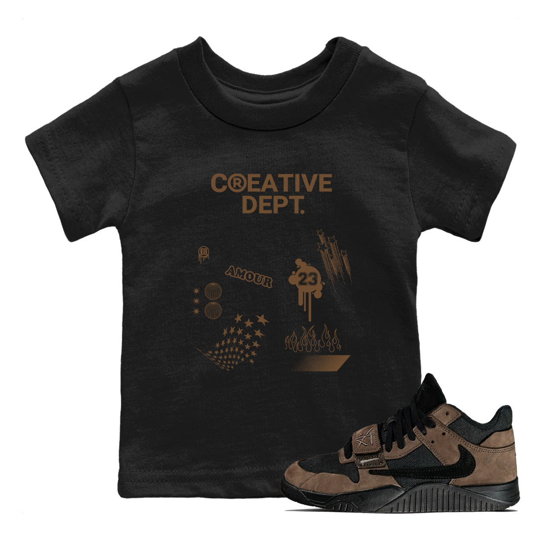 Creative Dept snkmatch Tees Kids - Jordan Jumpman Jack Travis Scott Dark Mocha