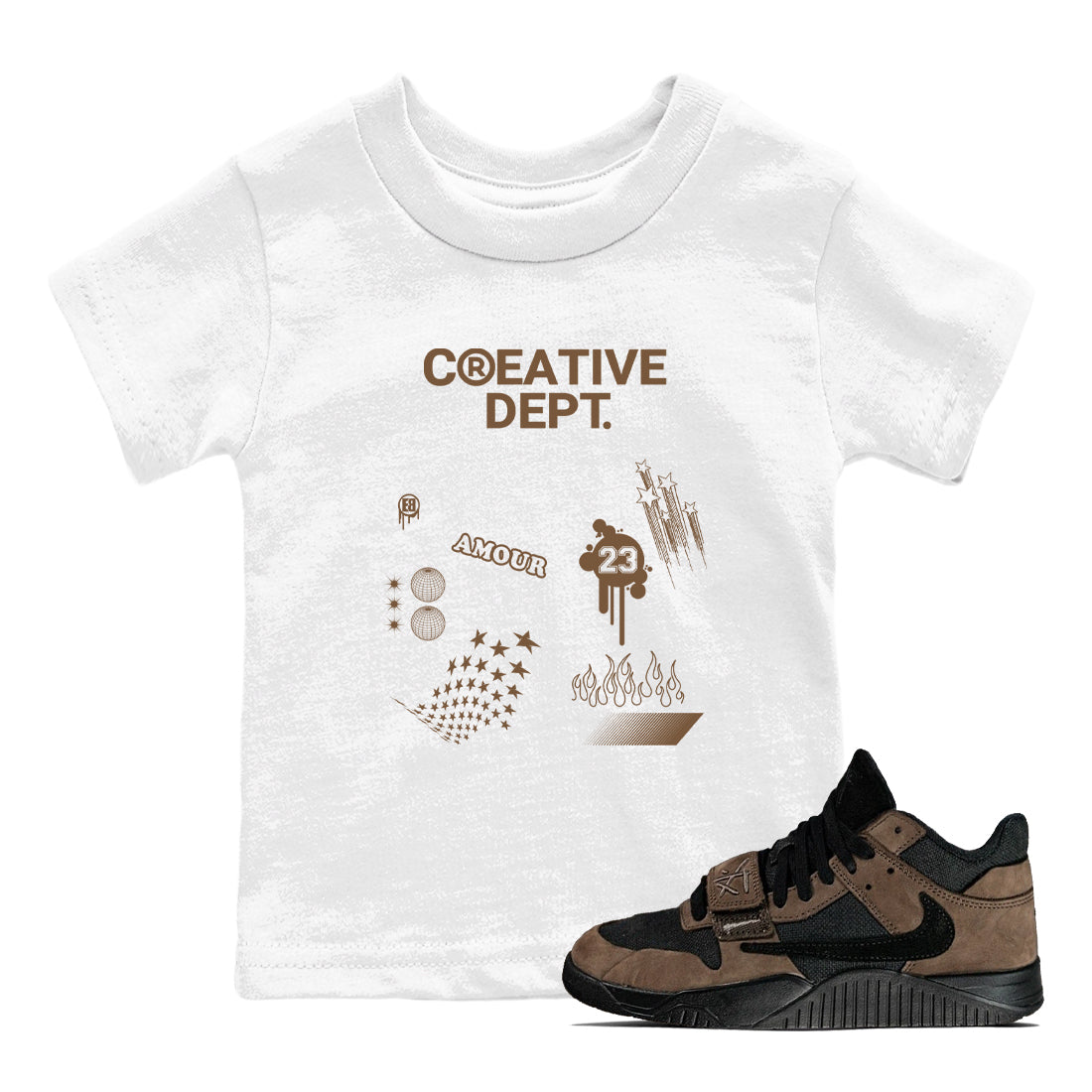 Creative Dept snkmatch Tees Kids - Jordan Jumpman Jack Travis Scott Dark Mocha