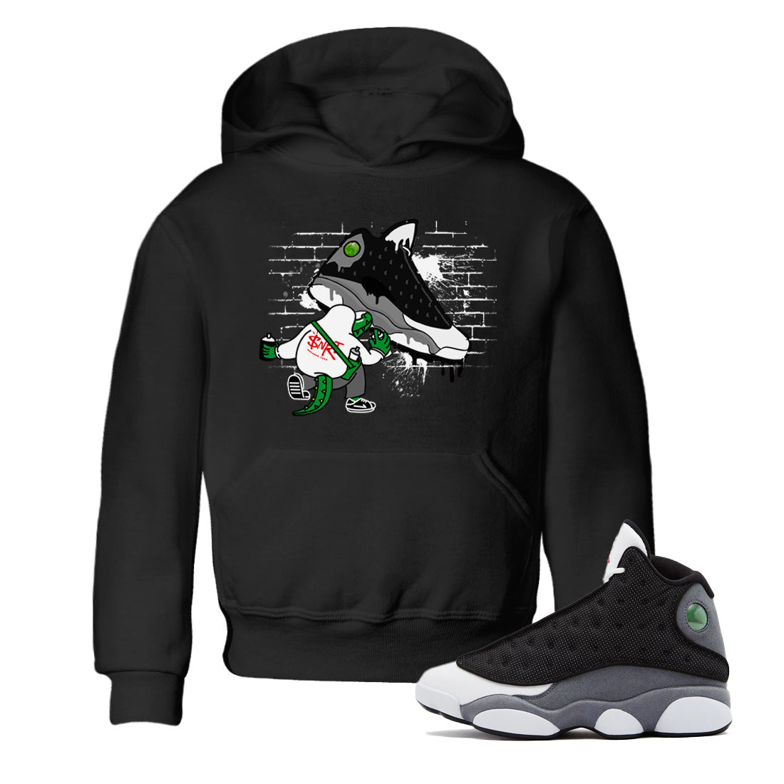 Crocodile Artist Kids Tops - Air Jordan 13 Black Flint