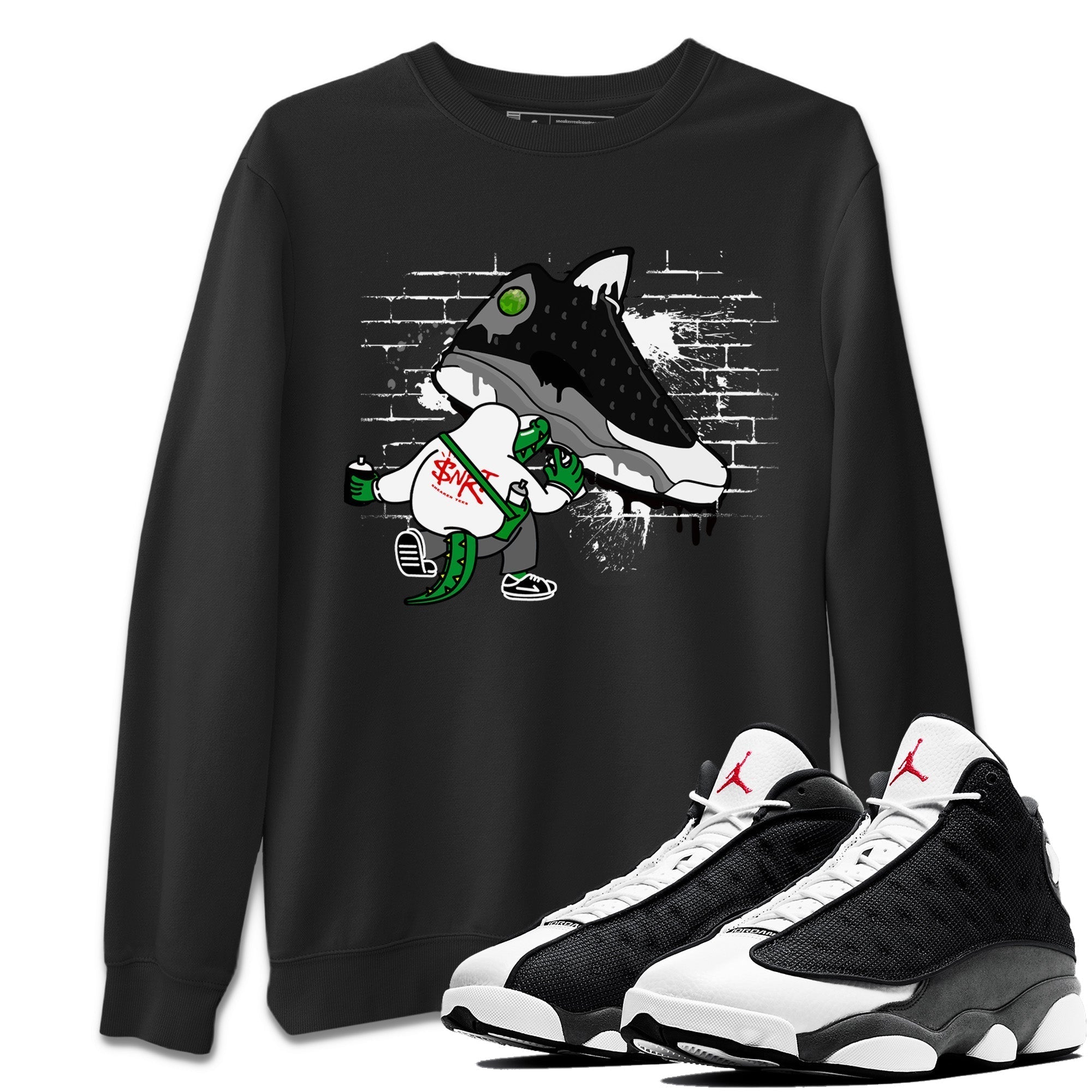 Crocodile Artist Unisex Tops - Air Jordan 13 Black Flint
