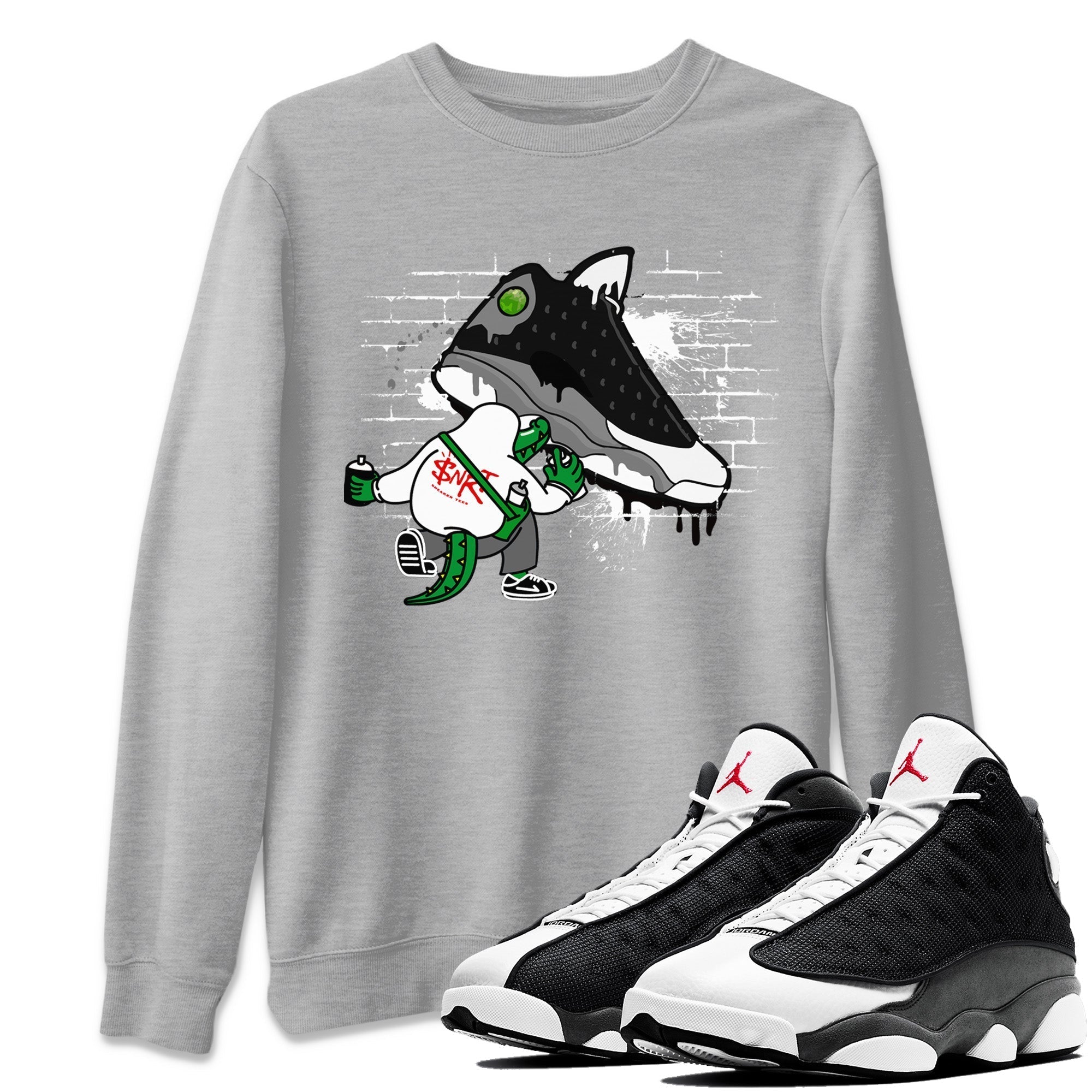 Crocodile Artist Unisex Tops - Air Jordan 13 Black Flint