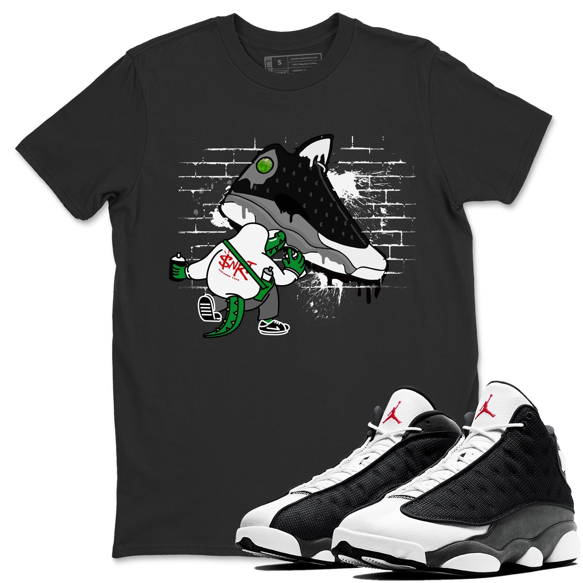 Crocodile Artist Unisex Tops - Air Jordan 13 Black Flint
