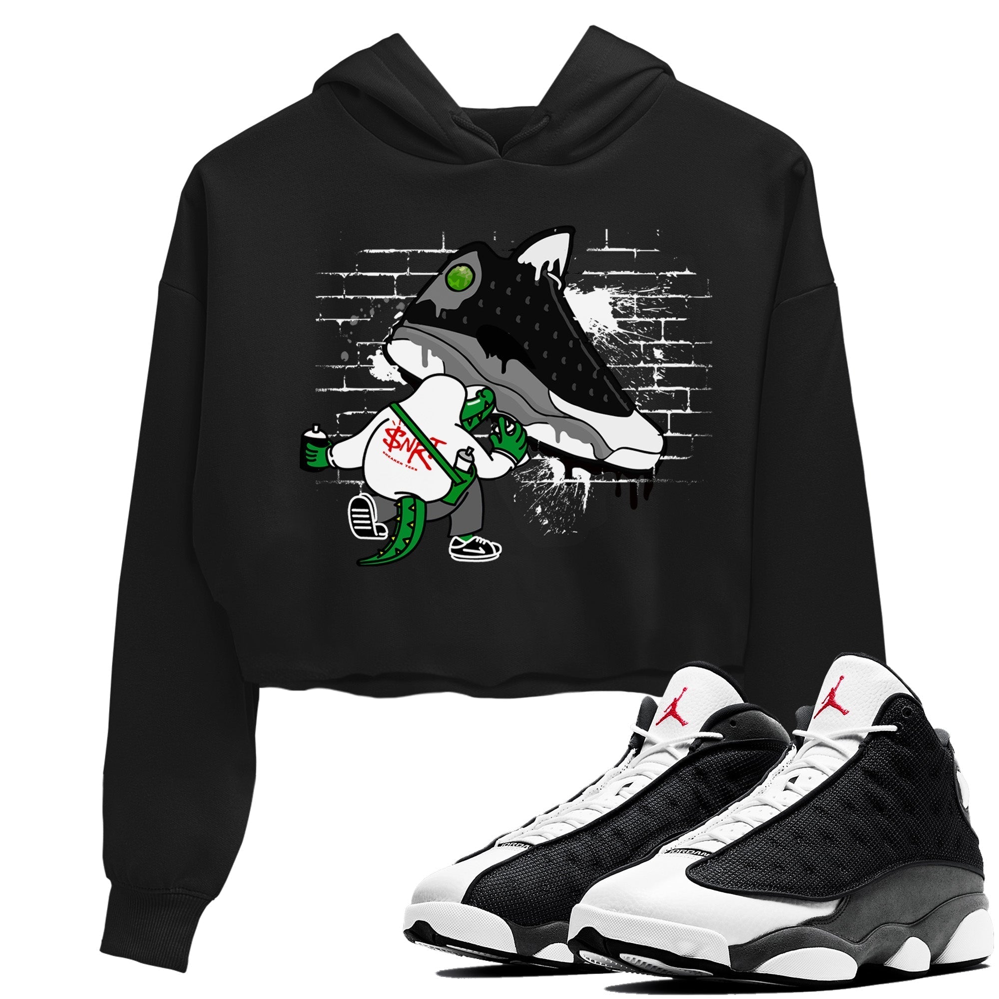 Crocodile Artist Women's Tops - Air Jordan 13 Black Flint
