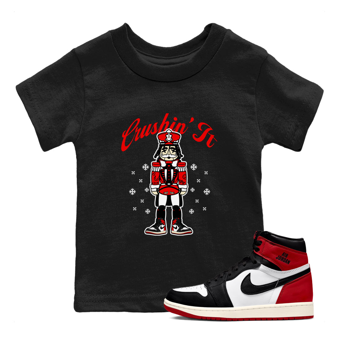 Crushin' It snkmatch Tees Kids - Air Jordan 1 Black Toe Reimagined