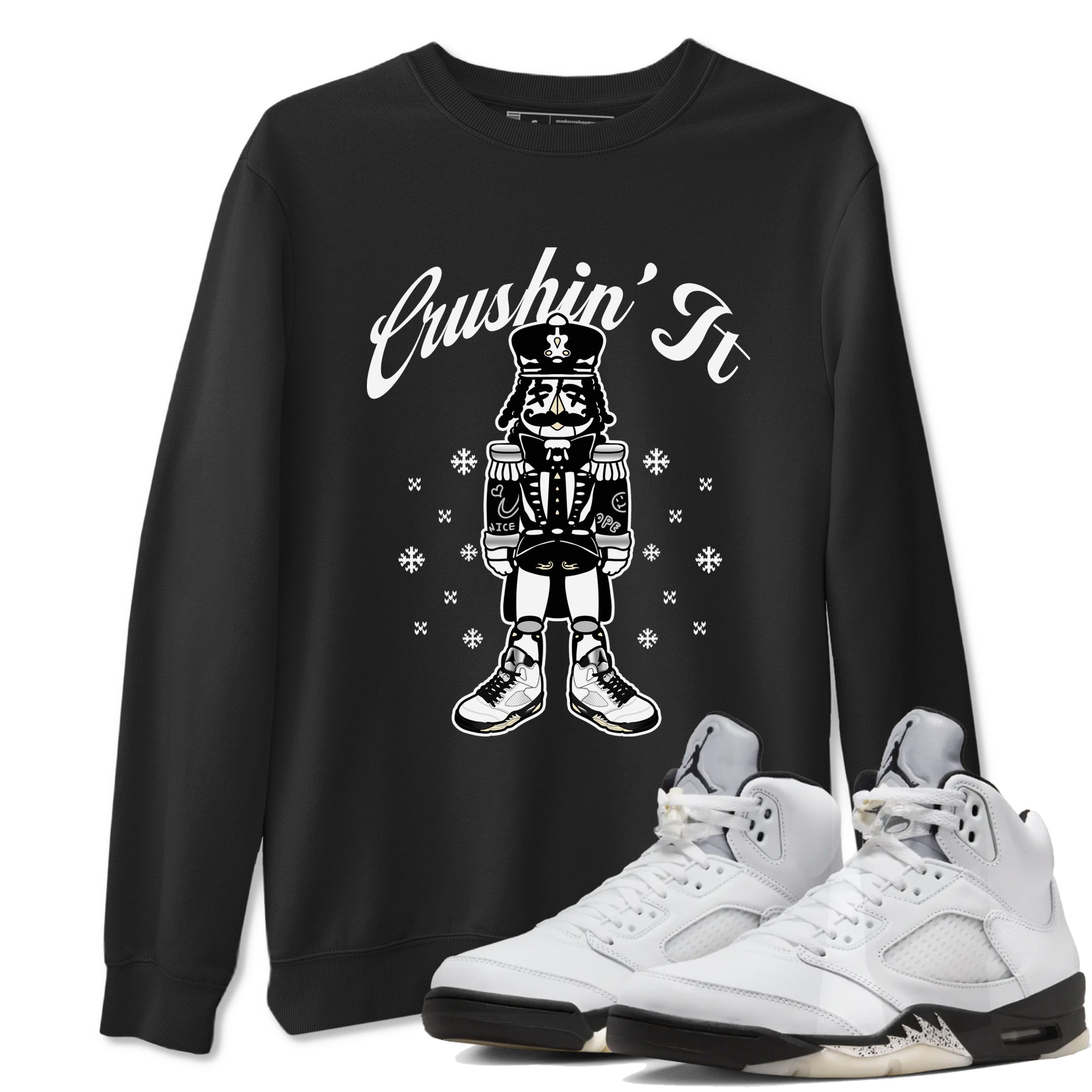 Crushin' It snkmatch Tees - Air Jordan 5 White Black